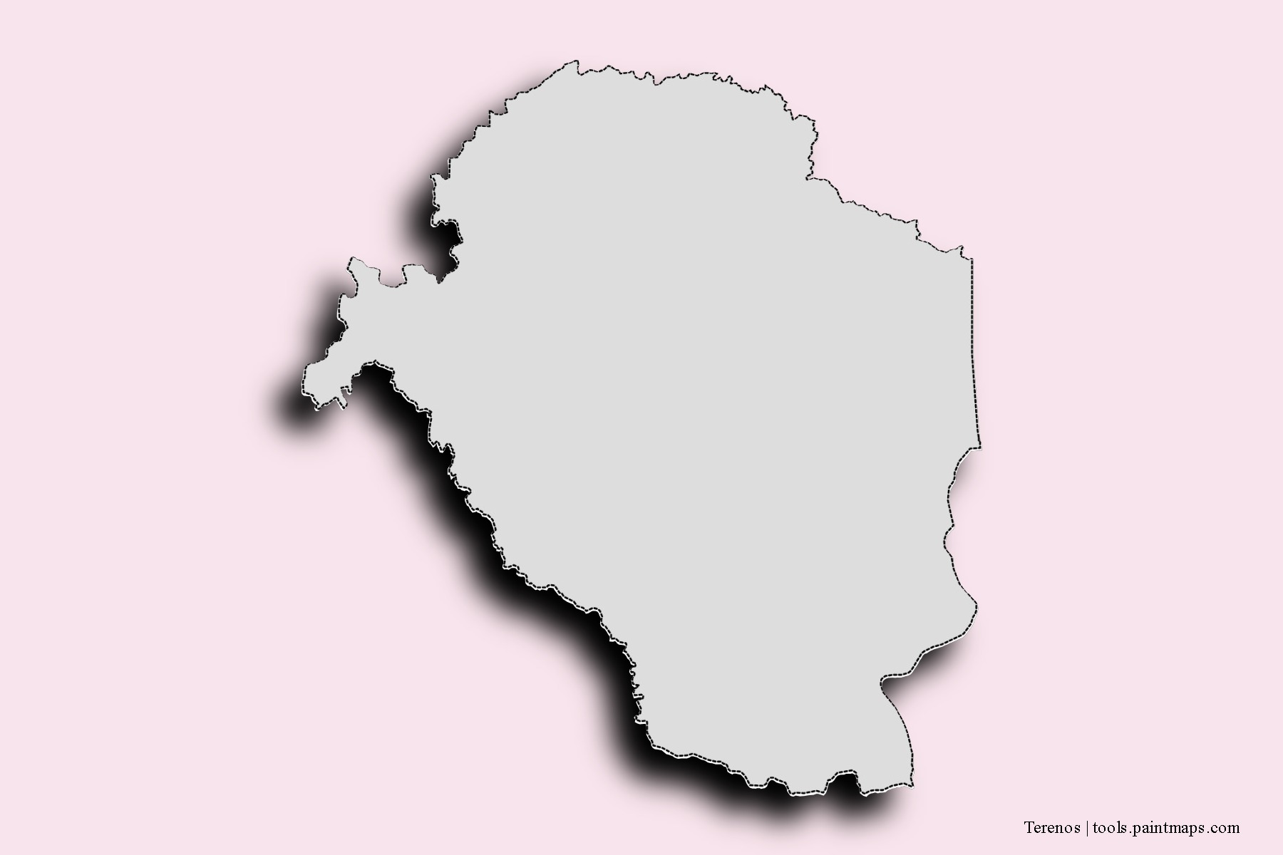 Mapa de barrios y pueblos de Terenos con efecto de sombra 3D