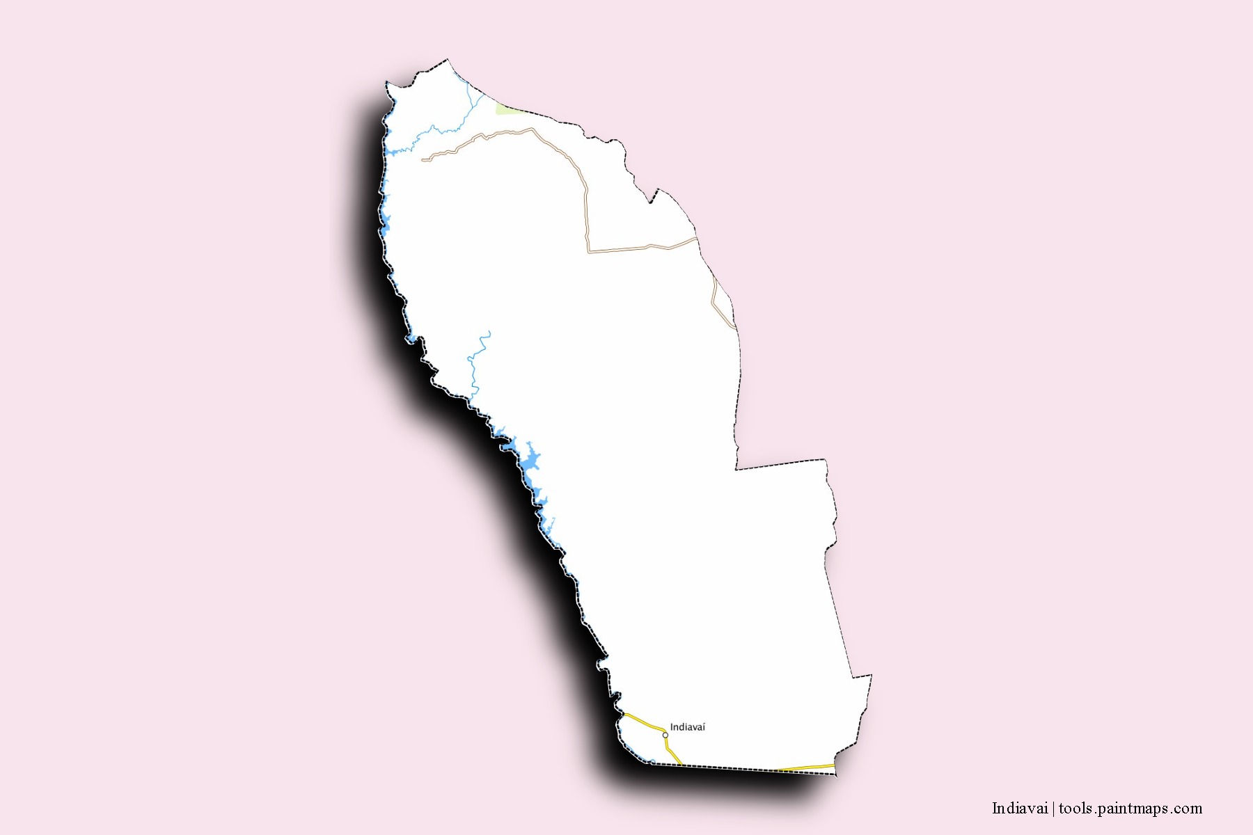 Indiavai neighborhoods and villages map with 3D shadow effect