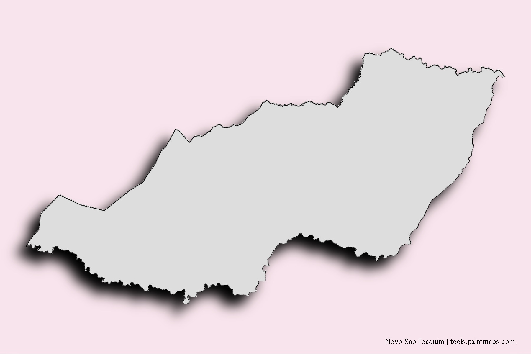 Mapa de barrios y pueblos de Novo Sao Joaquim con efecto de sombra 3D