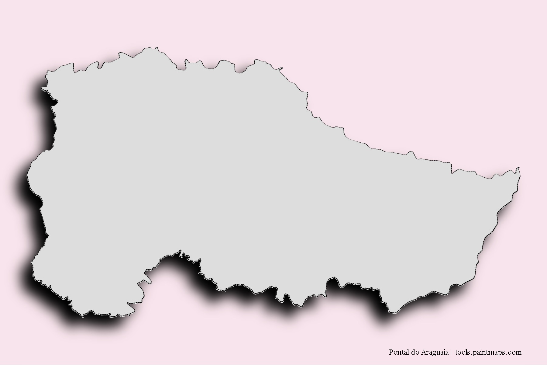 Mapa de barrios y pueblos de Pontal do Araguaia con efecto de sombra 3D