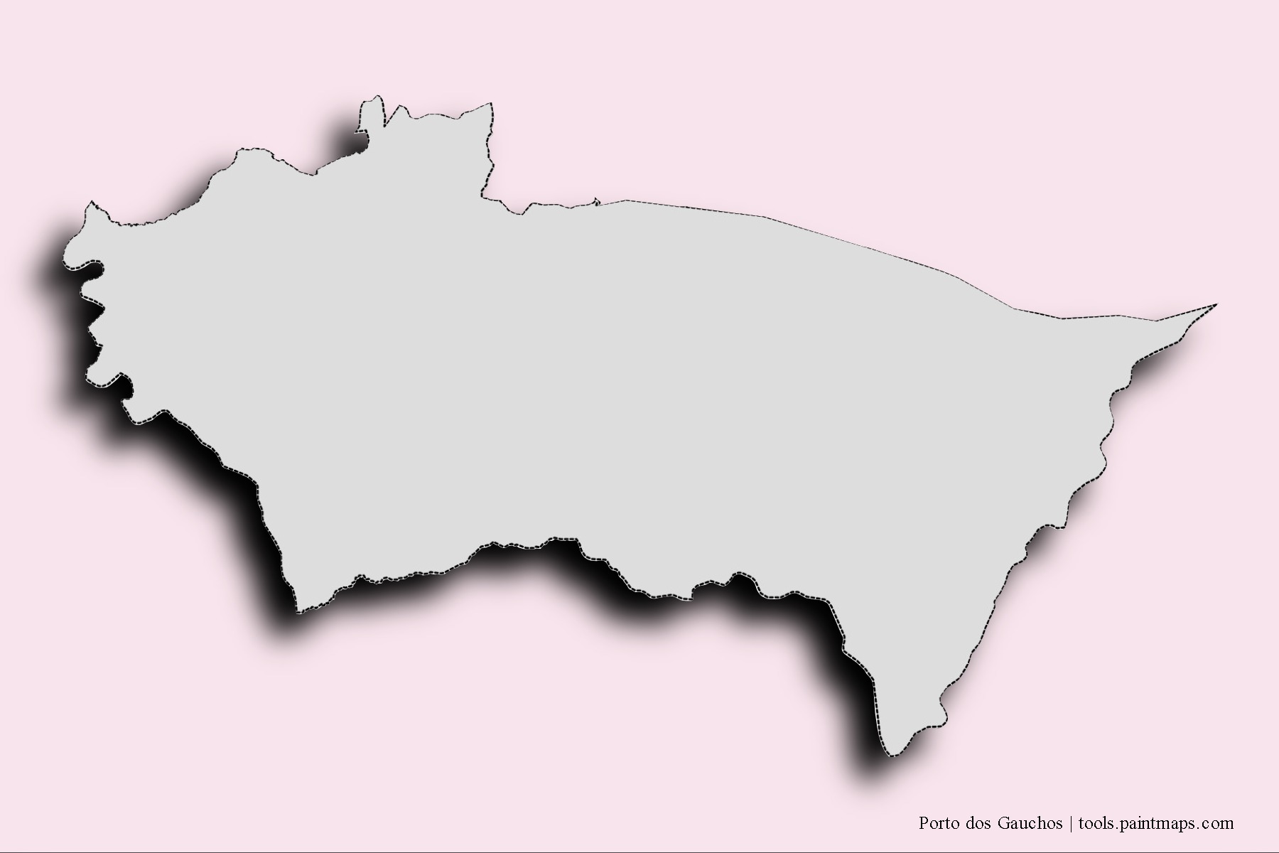 Mapa de barrios y pueblos de Porto dos Gauchos con efecto de sombra 3D