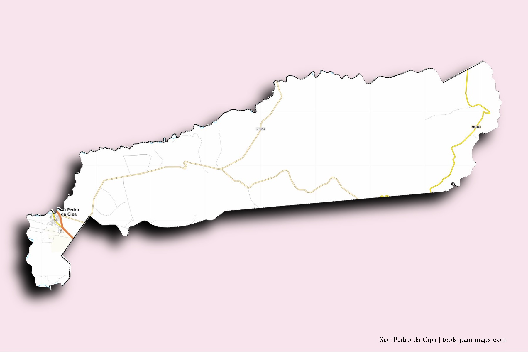 Sao Pedro da Cipa neighborhoods and villages map with 3D shadow effect