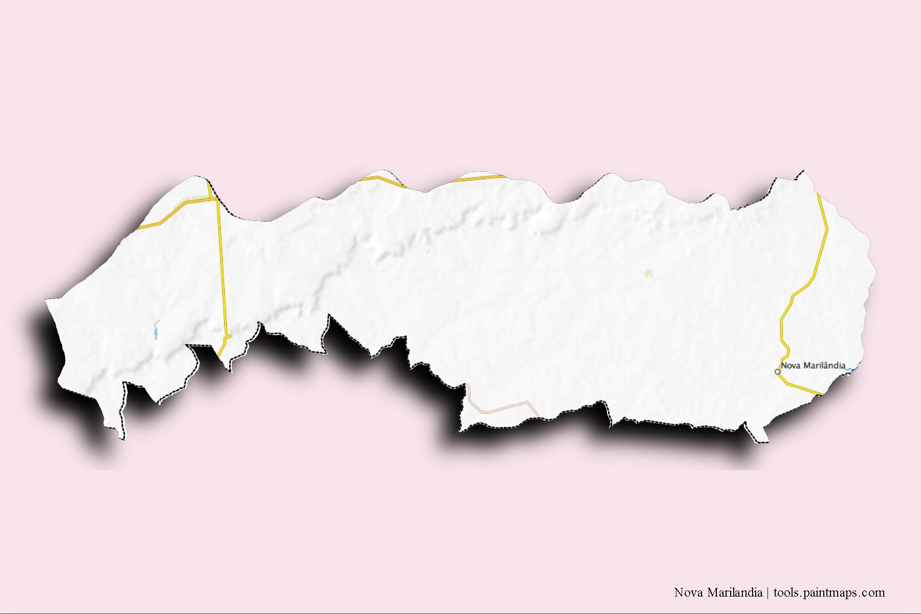 Nova Marilandia neighborhoods and villages map with 3D shadow effect