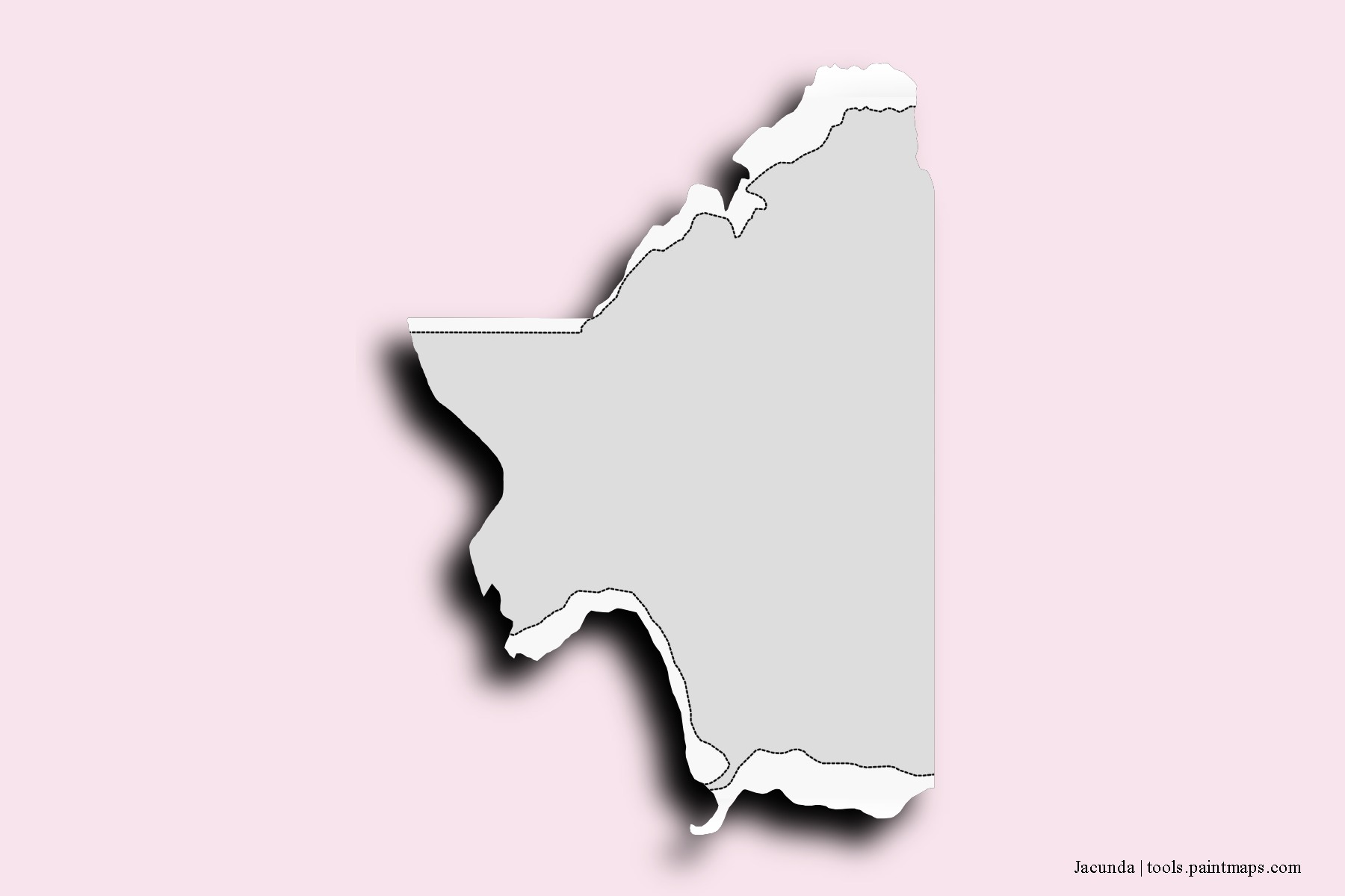 Mapa de barrios y pueblos de Jacunda con efecto de sombra 3D