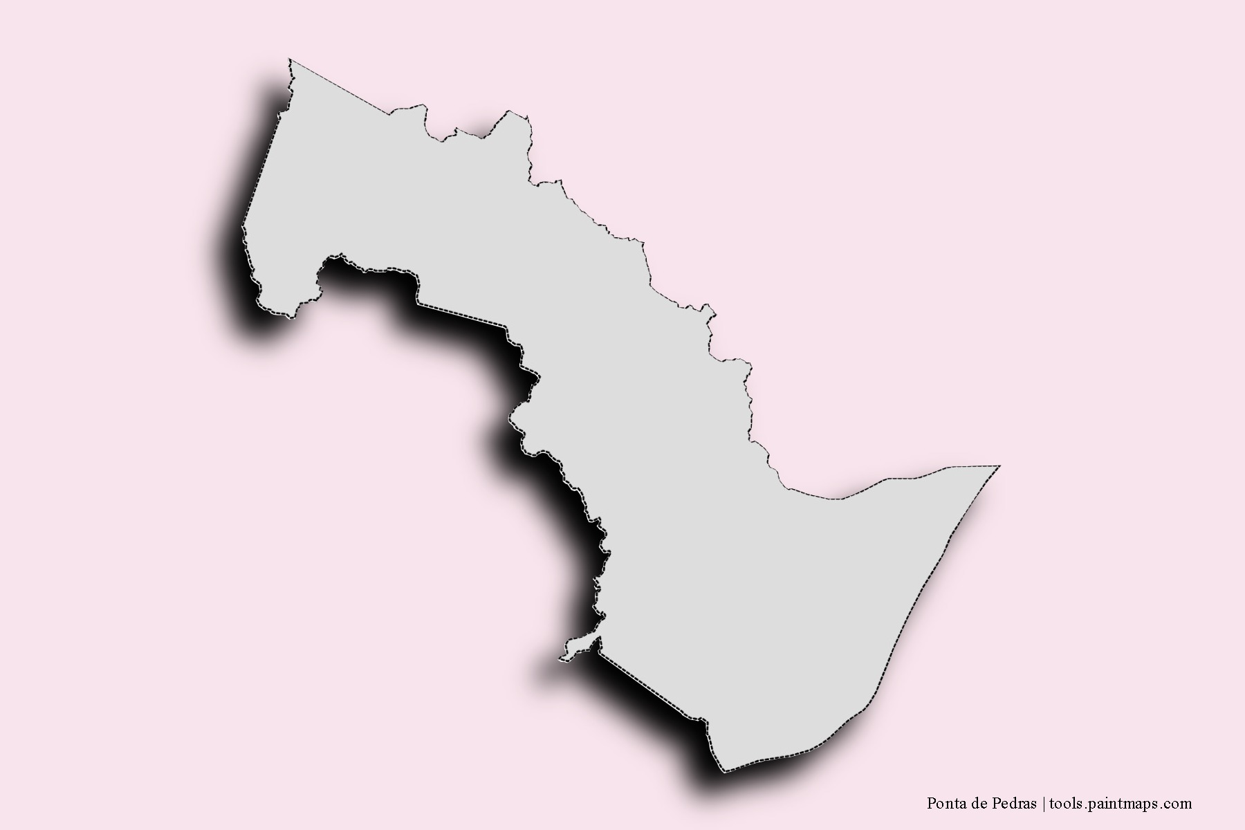 Mapa de barrios y pueblos de Ponta de Pedras con efecto de sombra 3D