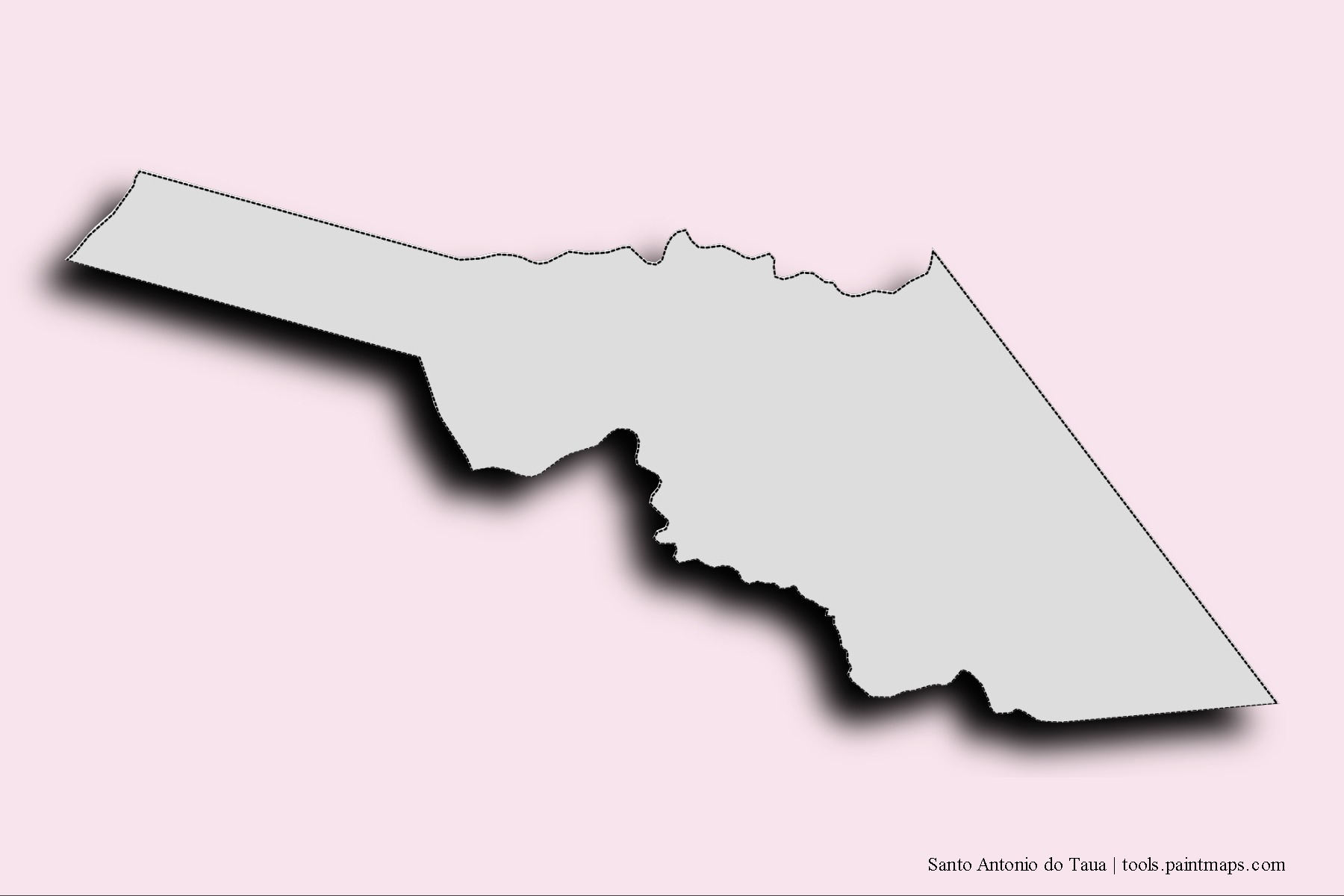 Mapa de barrios y pueblos de Santo Antonio do Taua con efecto de sombra 3D