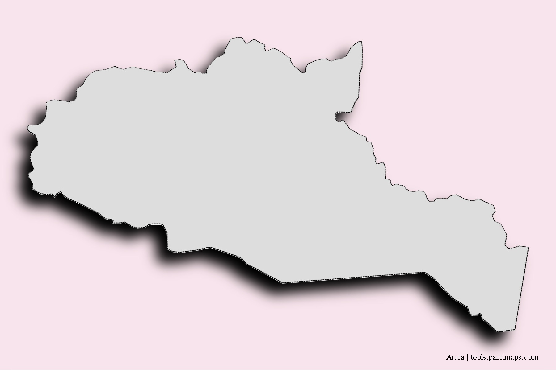 Mapa de barrios y pueblos de Arara con efecto de sombra 3D