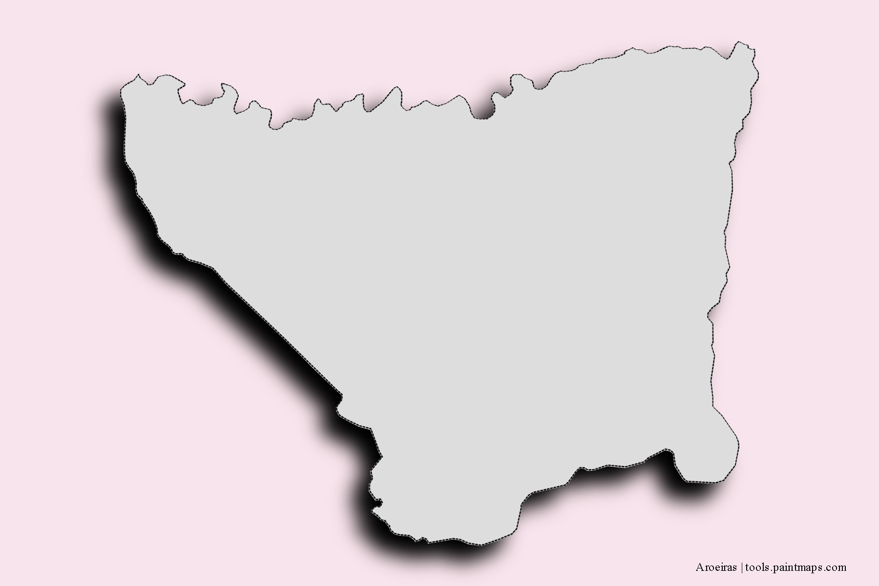 Mapa de barrios y pueblos de Aroeiras con efecto de sombra 3D