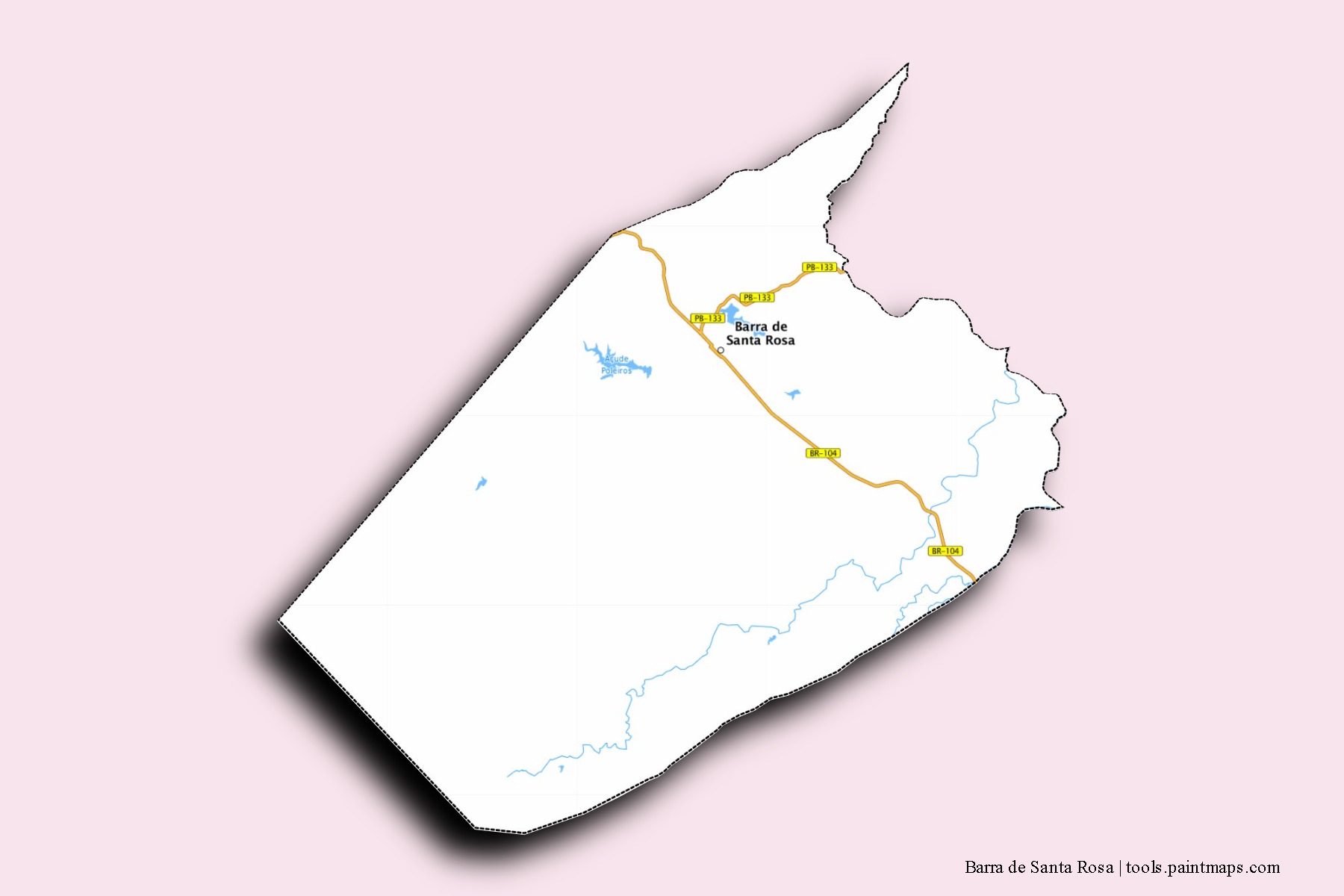 Mapa de barrios y pueblos de Barra de Santa Rosa con efecto de sombra 3D