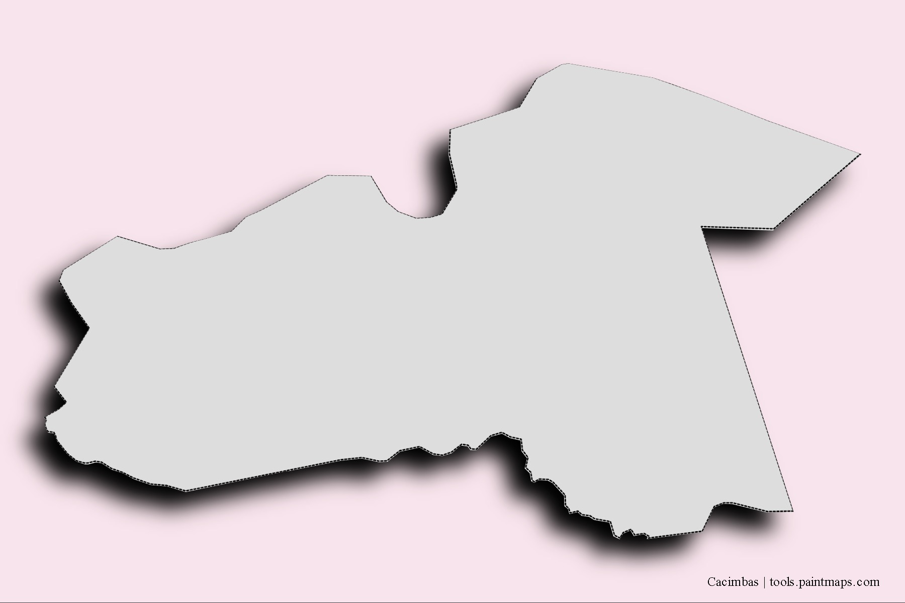 Mapa de barrios y pueblos de Cacimbas con efecto de sombra 3D