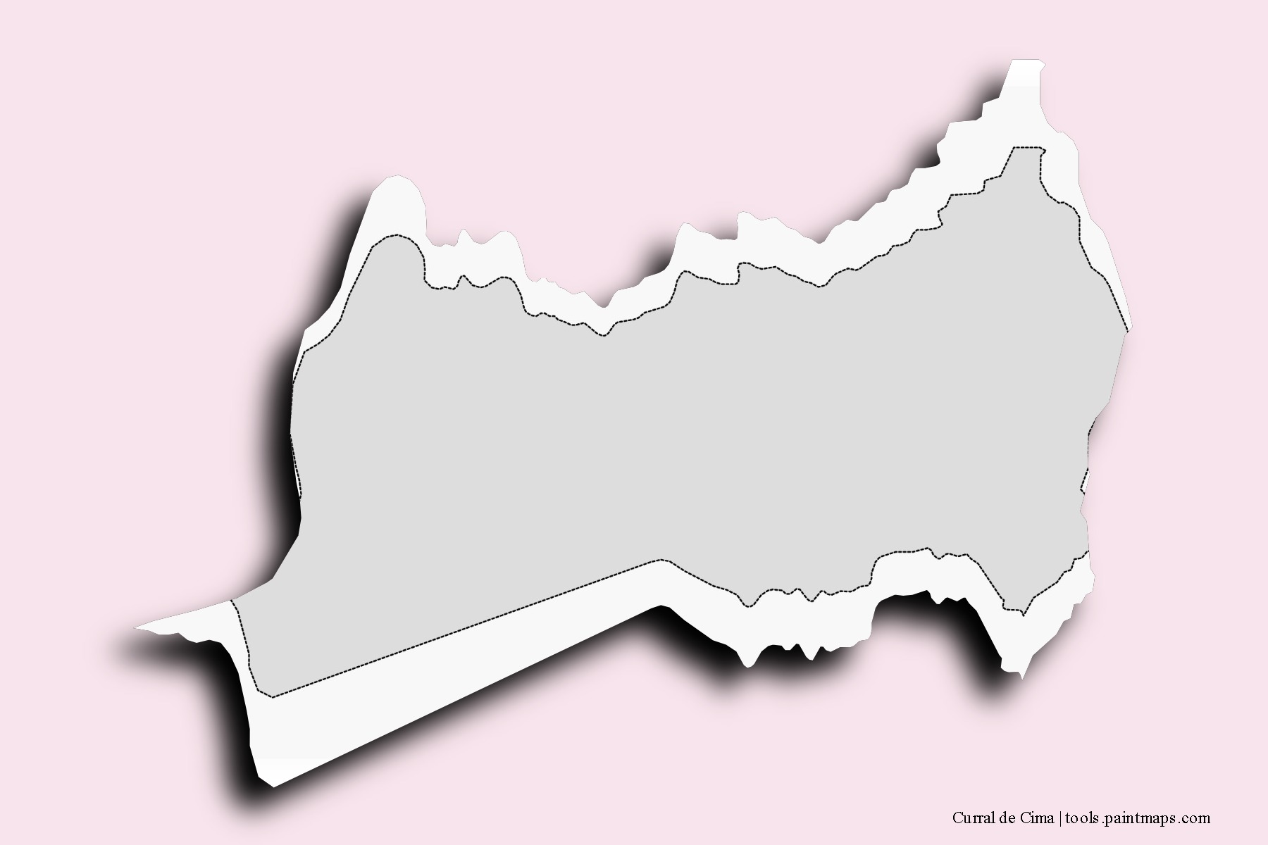 Curral de Cima neighborhoods and villages map with 3D shadow effect