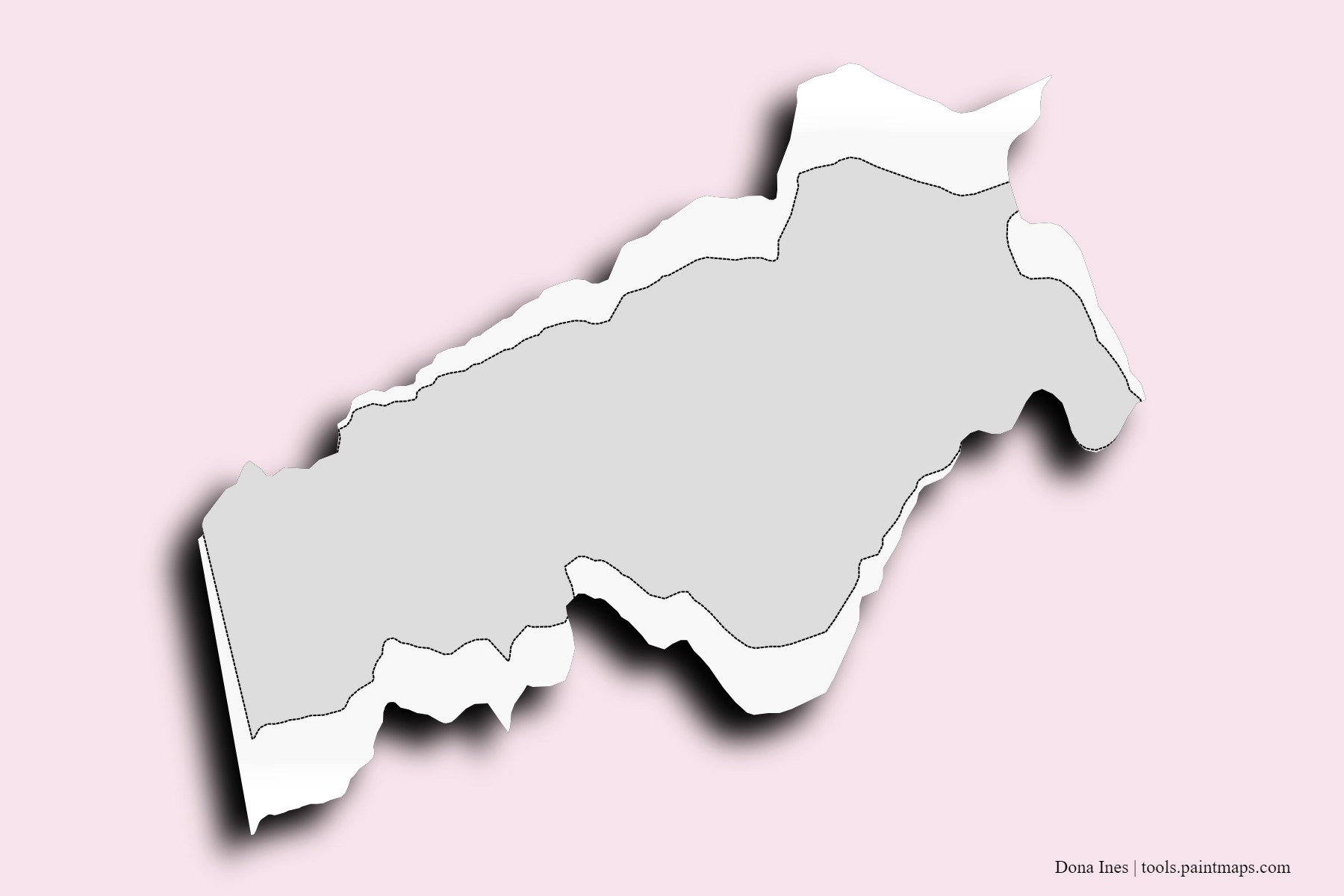 Mapa de barrios y pueblos de Dona Ines con efecto de sombra 3D