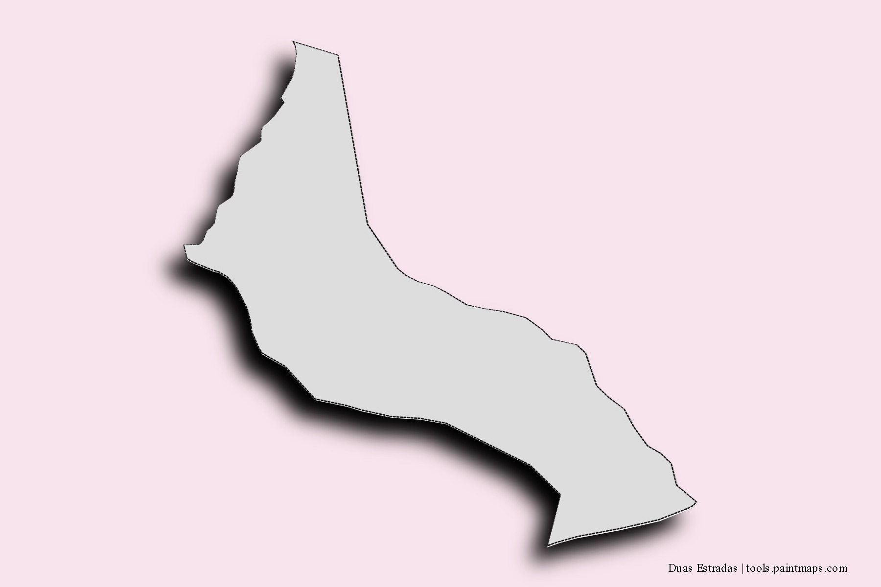 Mapa de barrios y pueblos de Duas Estradas con efecto de sombra 3D