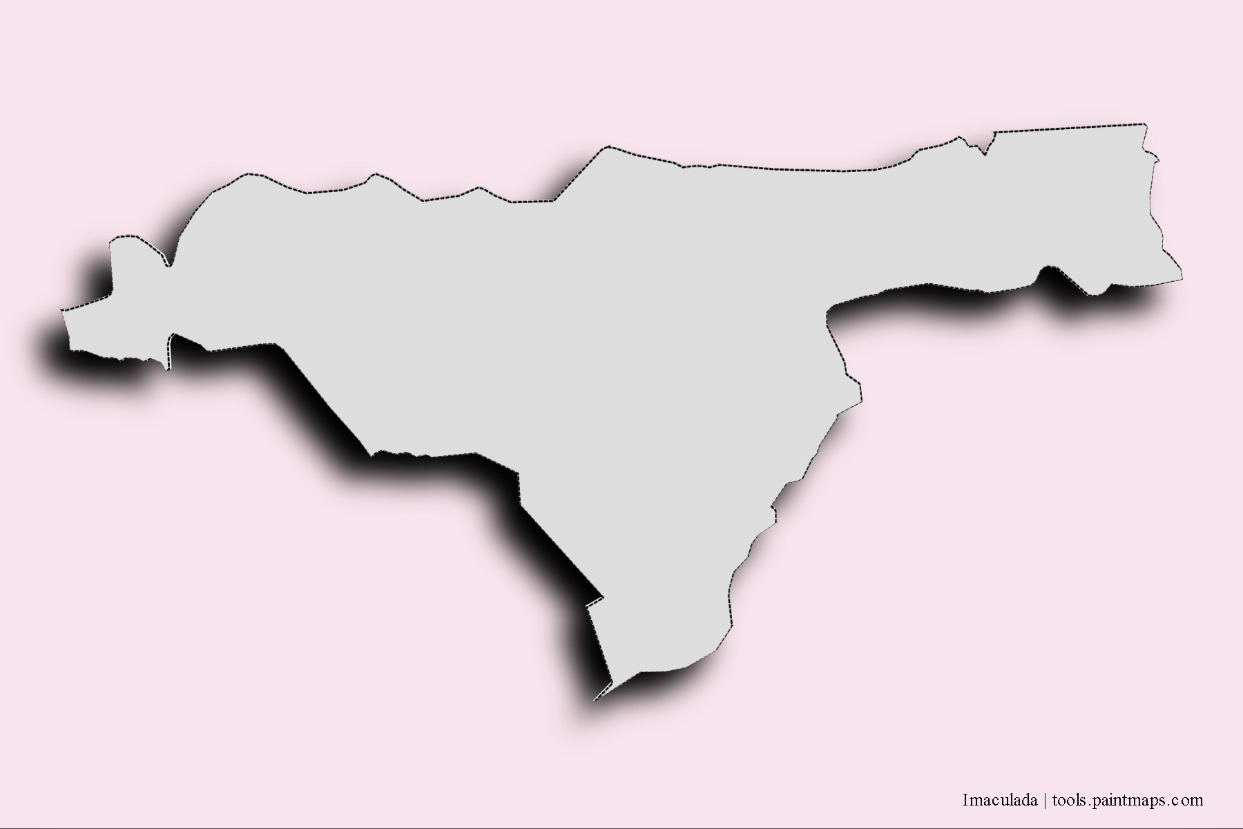 Mapa de barrios y pueblos de Imaculada con efecto de sombra 3D