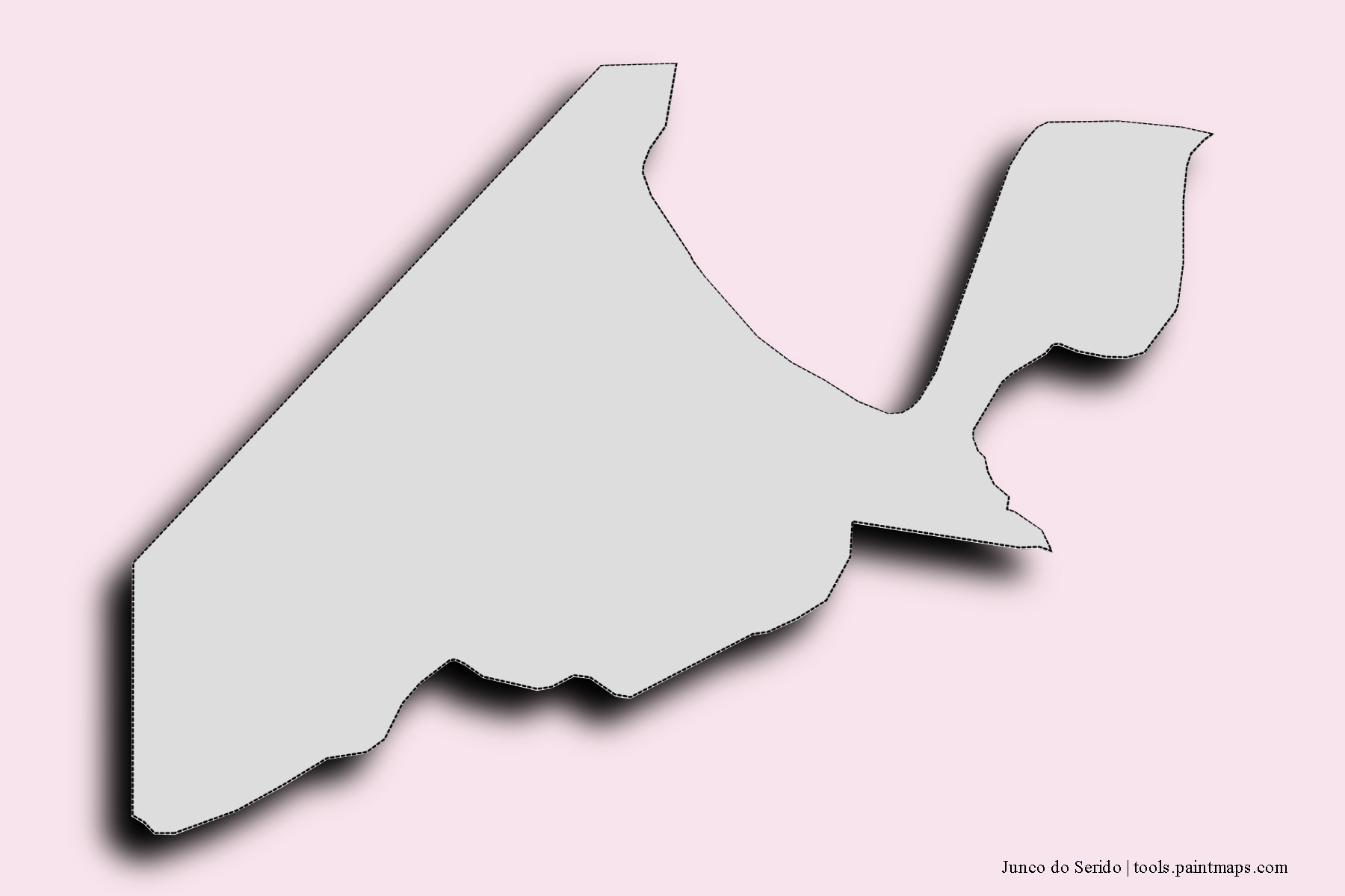 Junco do Serido neighborhoods and villages map with 3D shadow effect