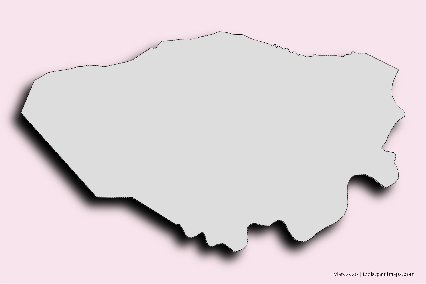 Mapa de barrios y pueblos de Marcacao con efecto de sombra 3D