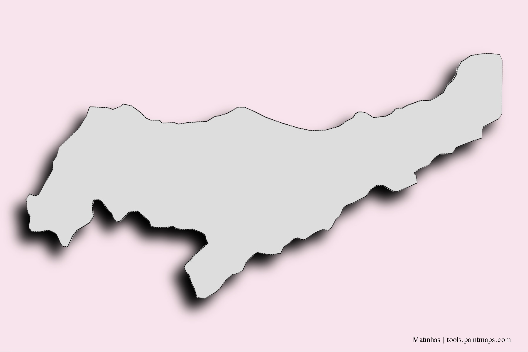 Matinhas neighborhoods and villages map with 3D shadow effect