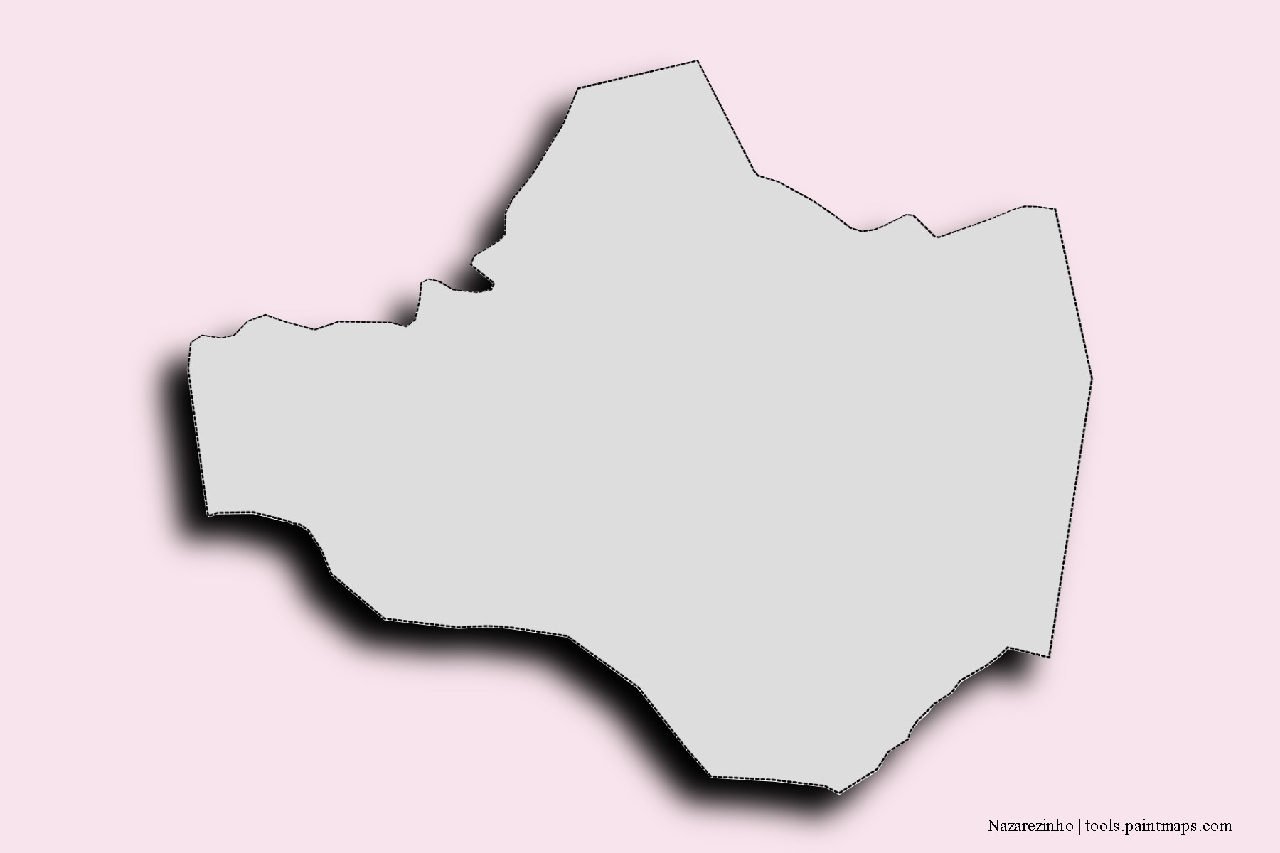 Mapa de barrios y pueblos de Nazarezinho con efecto de sombra 3D