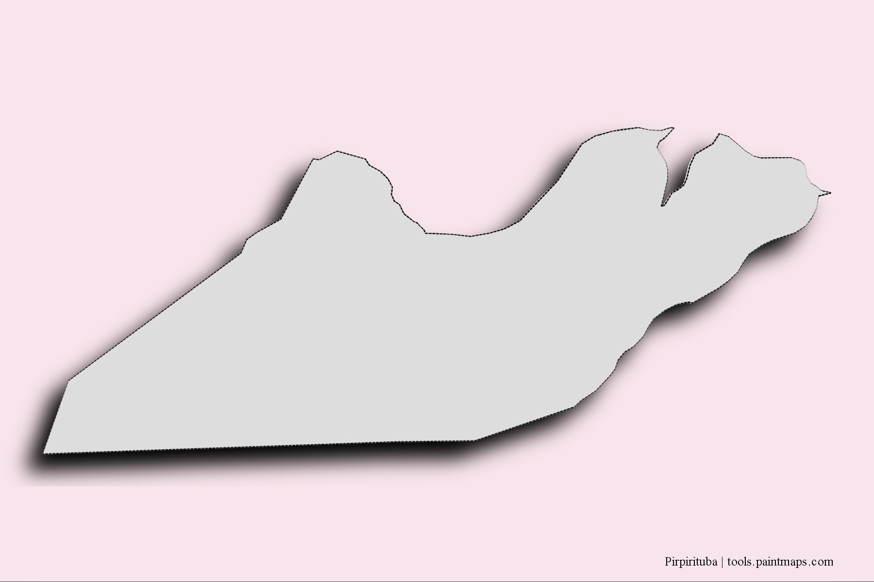 Mapa de barrios y pueblos de Pirpirituba con efecto de sombra 3D