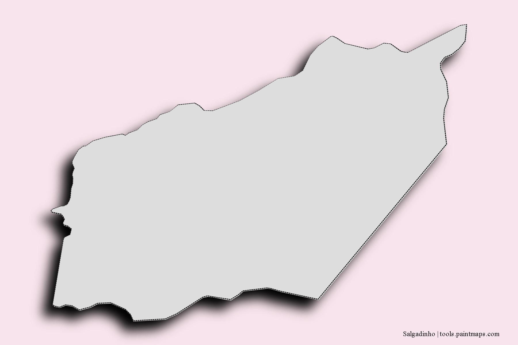 Mapa de barrios y pueblos de Salgadinho con efecto de sombra 3D