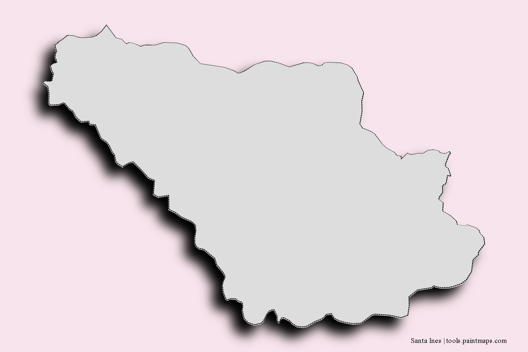 Mapa de barrios y pueblos de Santa Ines con efecto de sombra 3D