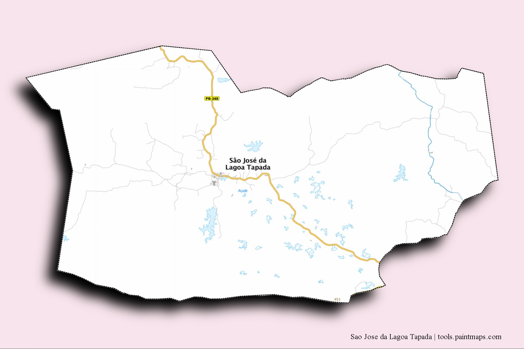 Sao Jose da Lagoa Tapada neighborhoods and villages map with 3D shadow effect