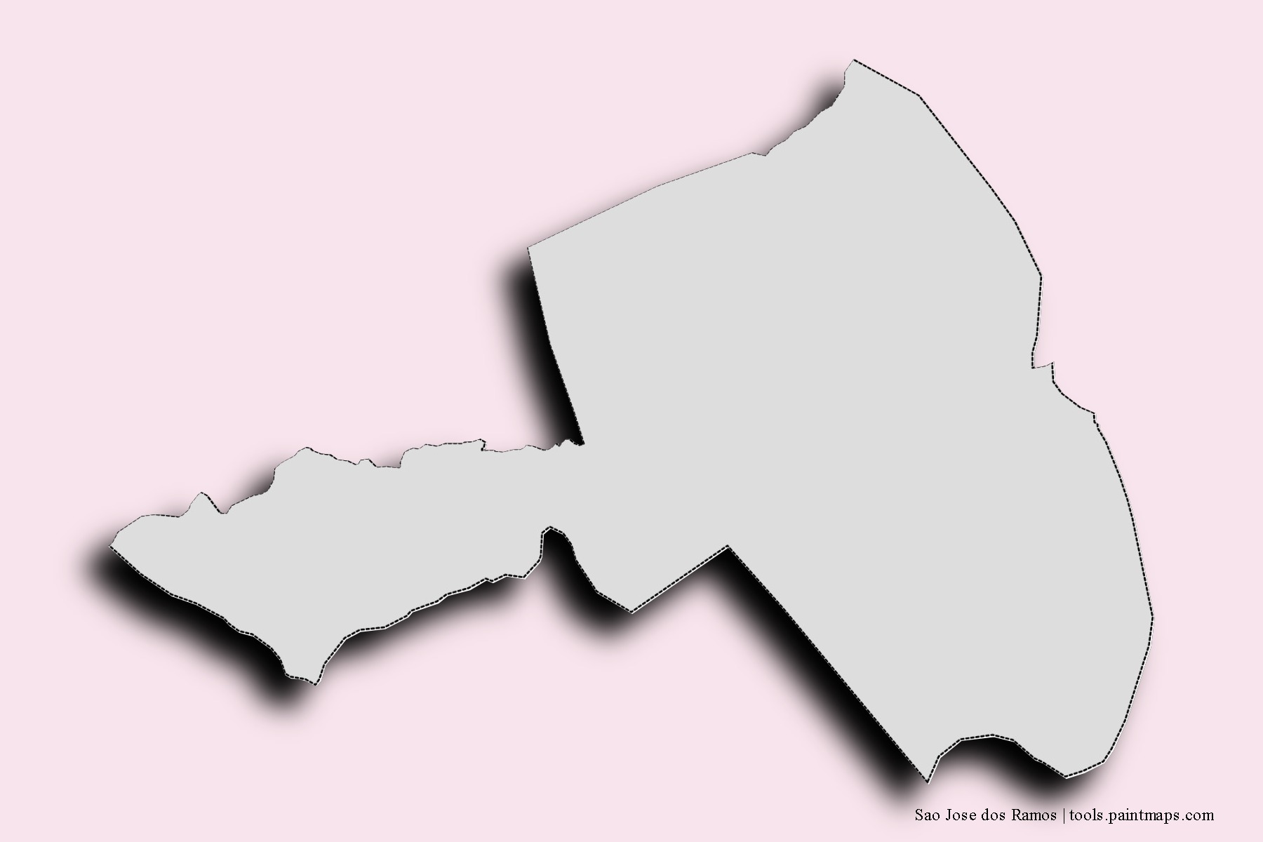 Mapa de barrios y pueblos de Sao Jose dos Ramos con efecto de sombra 3D