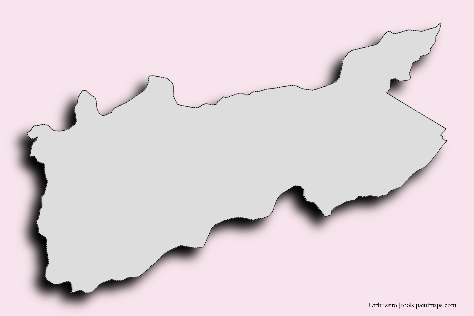 3D gölge efektli Umbuzeiro mahalleleri ve köyleri haritası