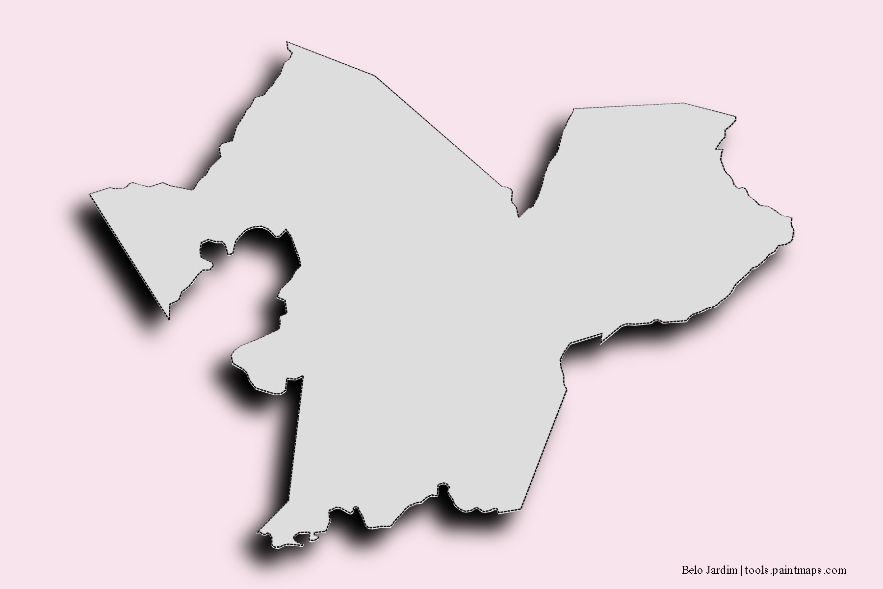 Mapa de barrios y pueblos de Belo Jardim con efecto de sombra 3D