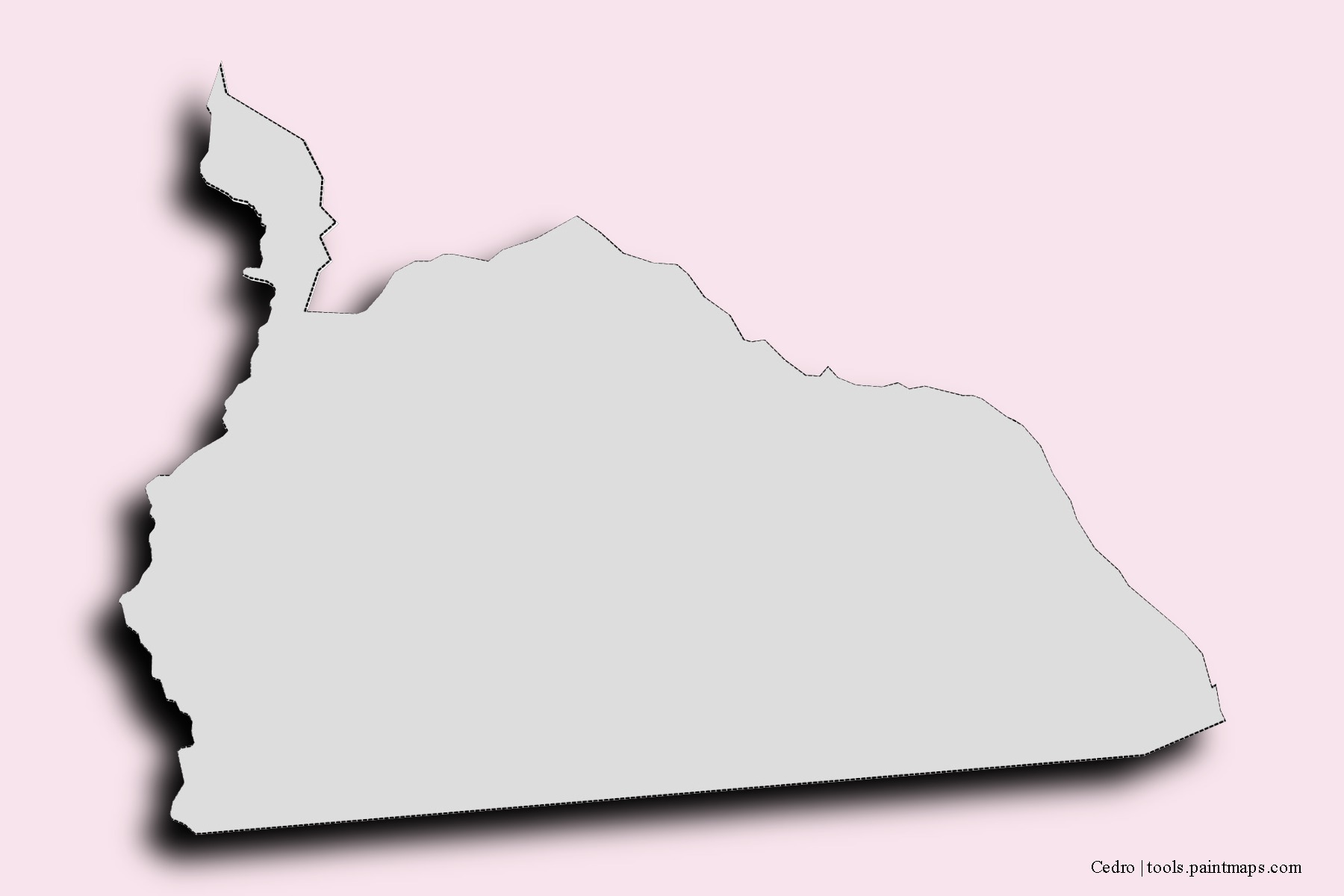 Mapa de barrios y pueblos de Cedro con efecto de sombra 3D