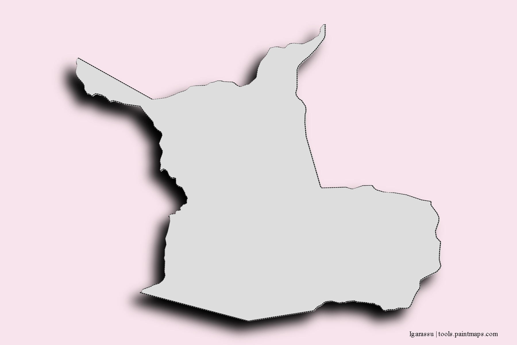 Mapa de barrios y pueblos de Igarassu con efecto de sombra 3D