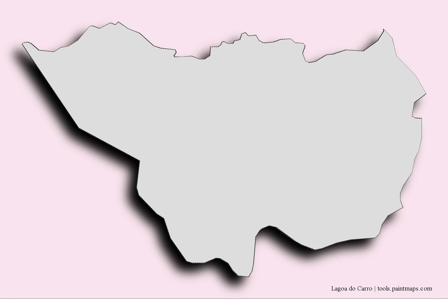 Mapa de barrios y pueblos de Lagoa do Carro con efecto de sombra 3D