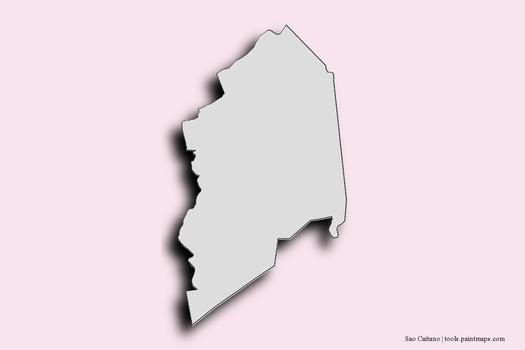 Mapa de barrios y pueblos de Sao Caitano con efecto de sombra 3D