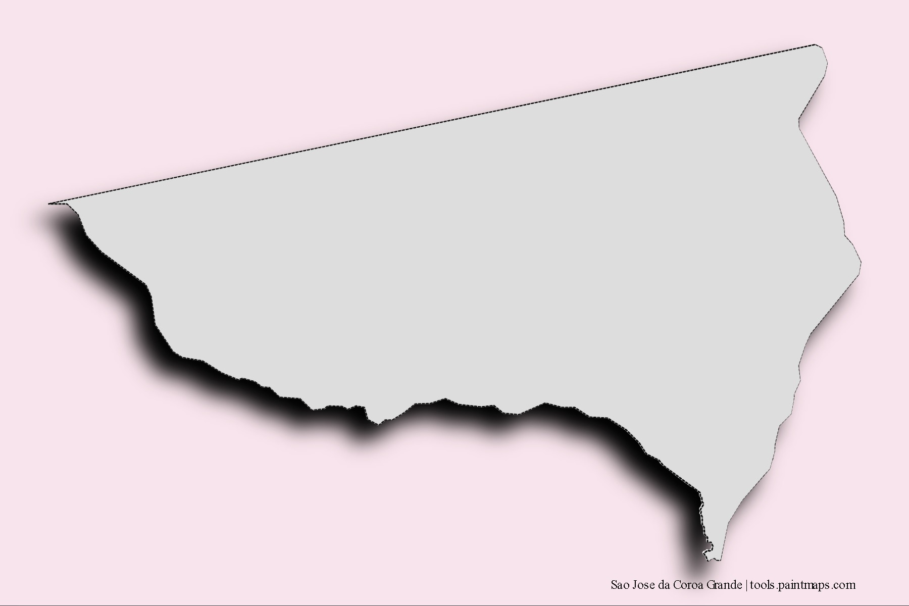 Mapa de barrios y pueblos de Sao Jose da Coroa Grande con efecto de sombra 3D