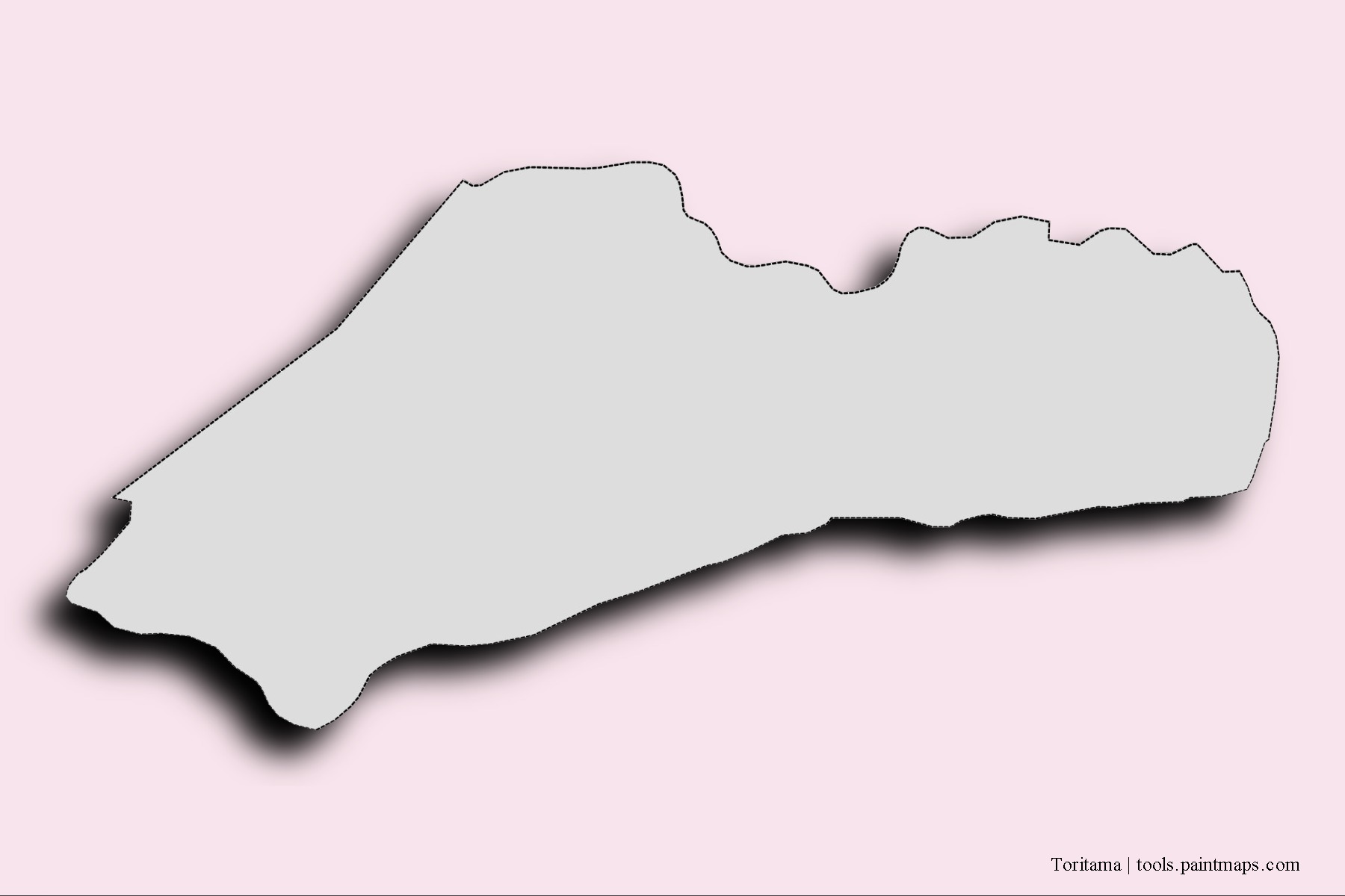 Toritama neighborhoods and villages map with 3D shadow effect