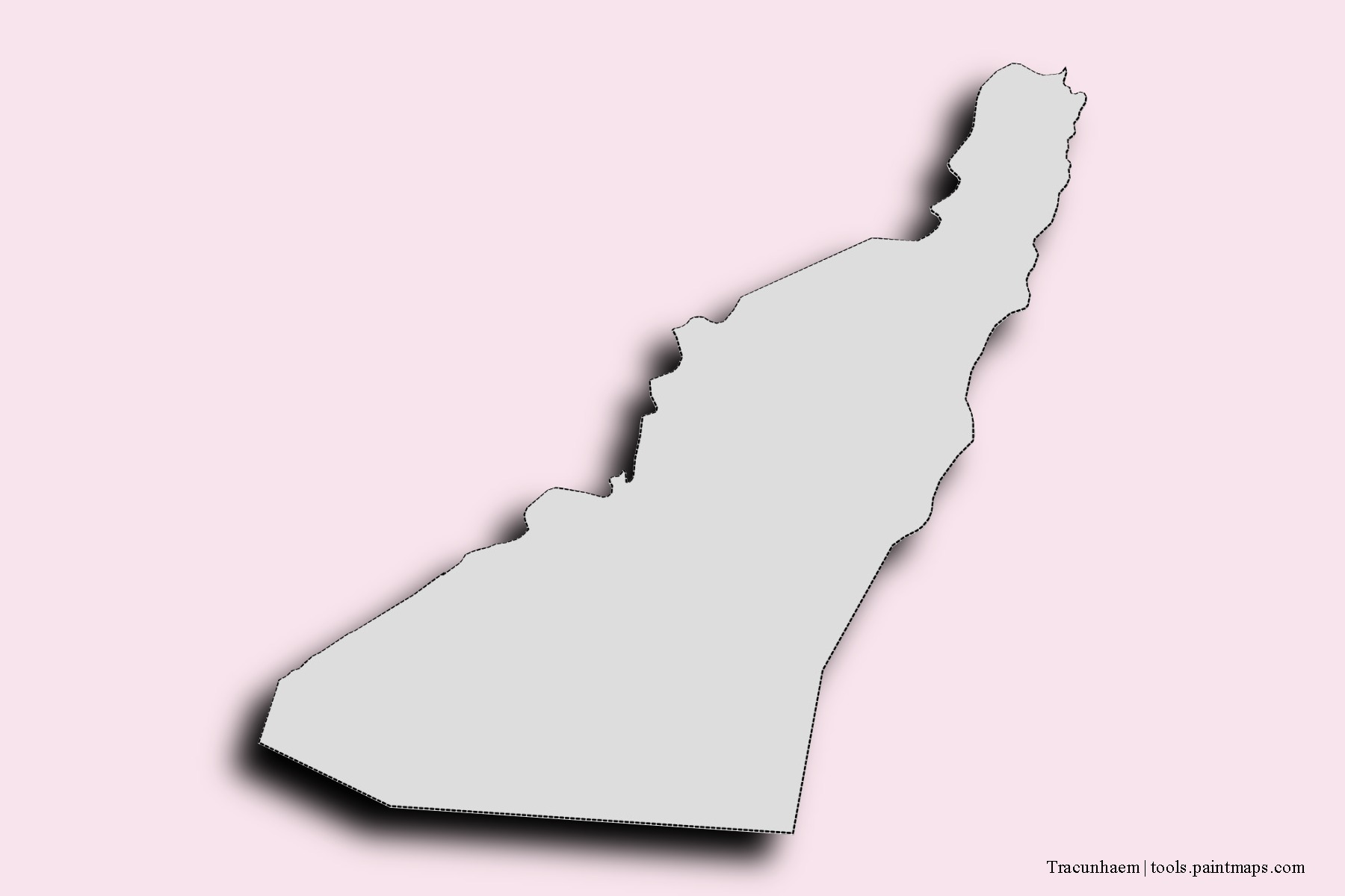 Tracunhaem neighborhoods and villages map with 3D shadow effect