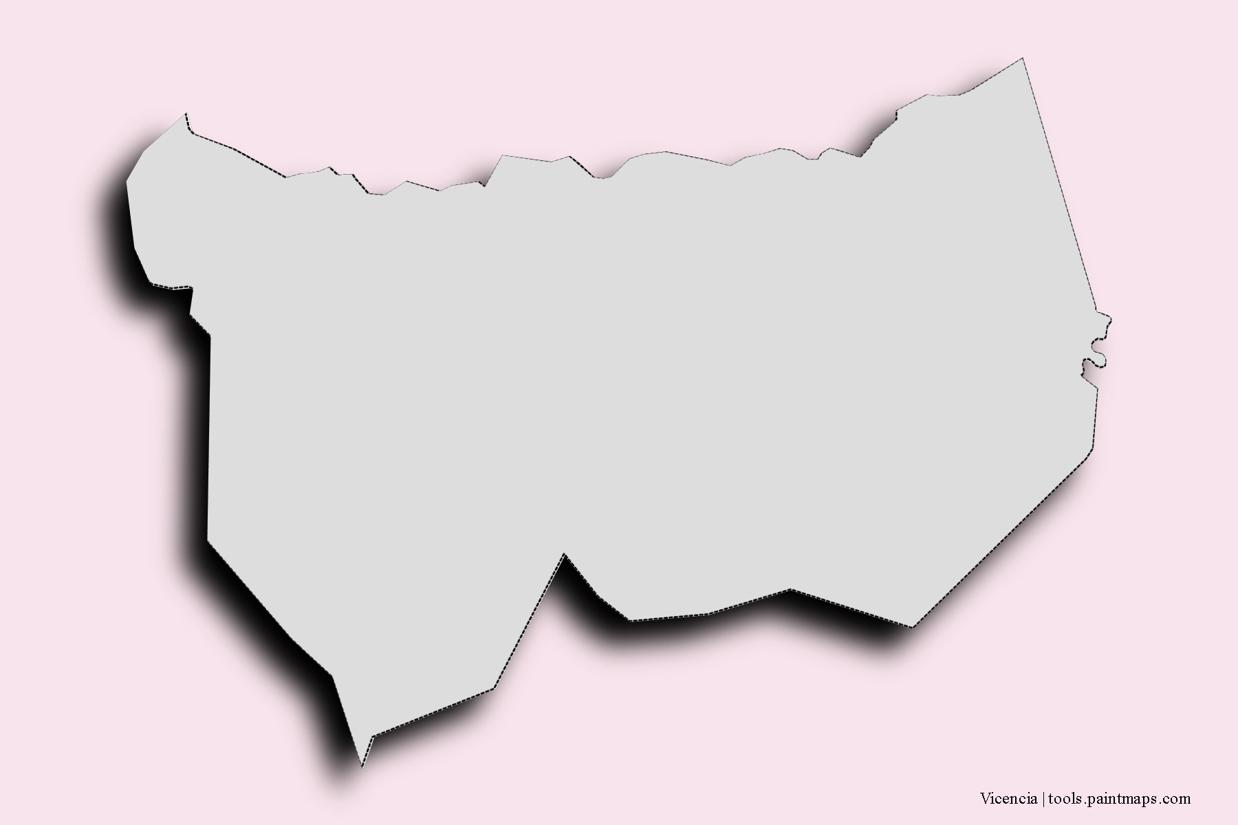 Mapa de barrios y pueblos de Vicencia con efecto de sombra 3D