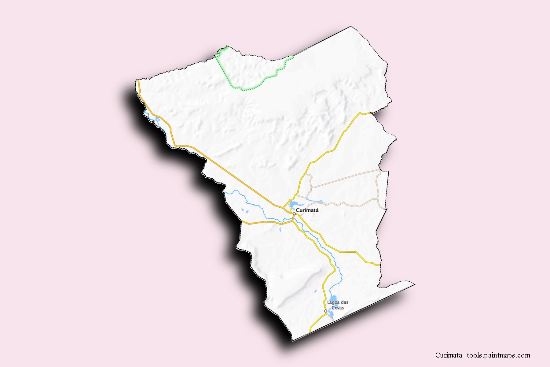 Mapa de barrios y pueblos de Curimata con efecto de sombra 3D