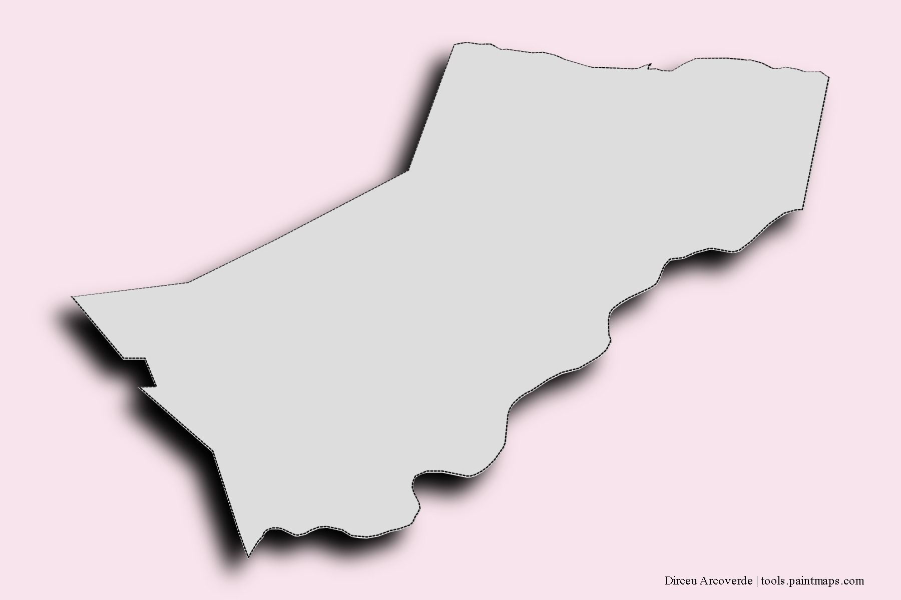 Mapa de barrios y pueblos de Dirceu Arcoverde con efecto de sombra 3D