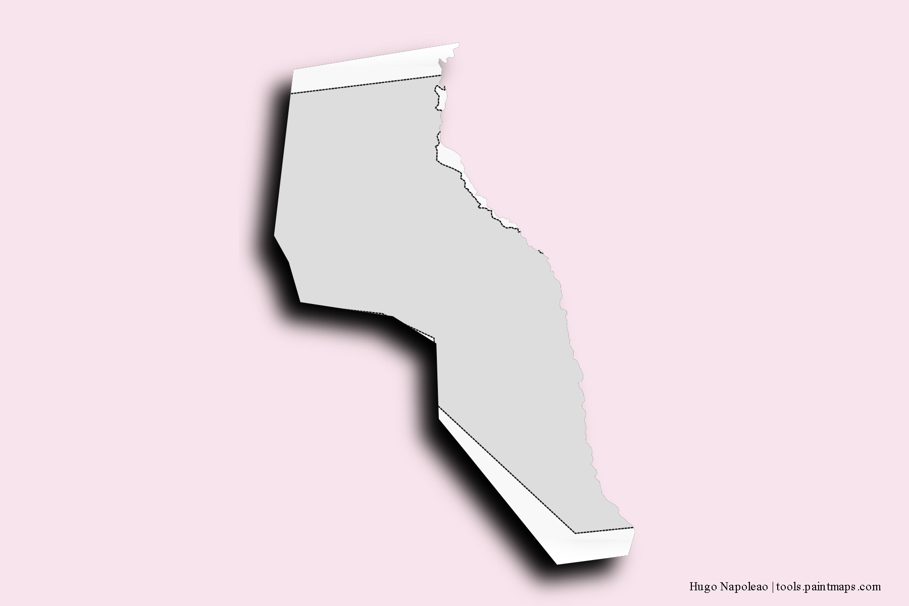 Mapa de barrios y pueblos de Hugo Napoleao con efecto de sombra 3D