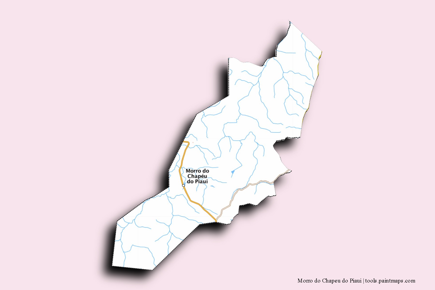 Mapa de barrios y pueblos de Morro do Chapeu do Piaui con efecto de sombra 3D