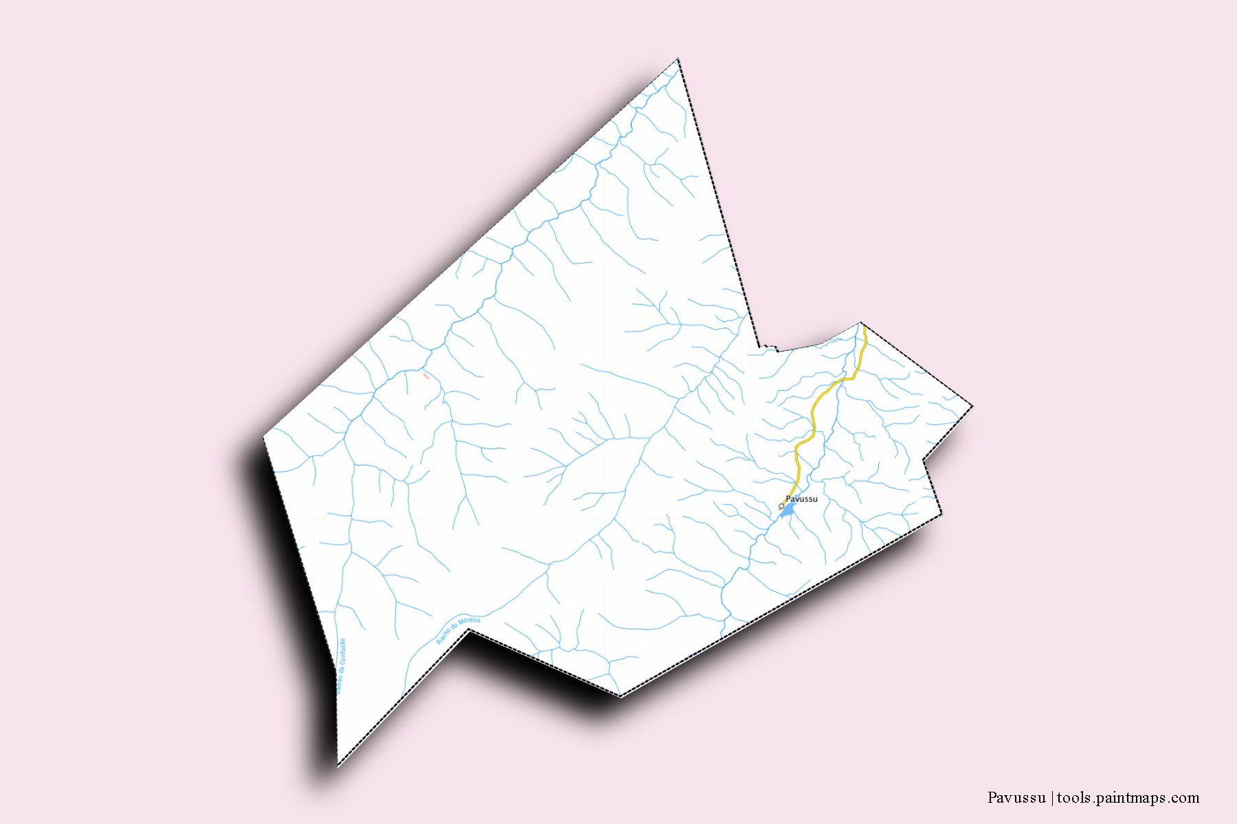 Mapa de barrios y pueblos de Pavussu con efecto de sombra 3D