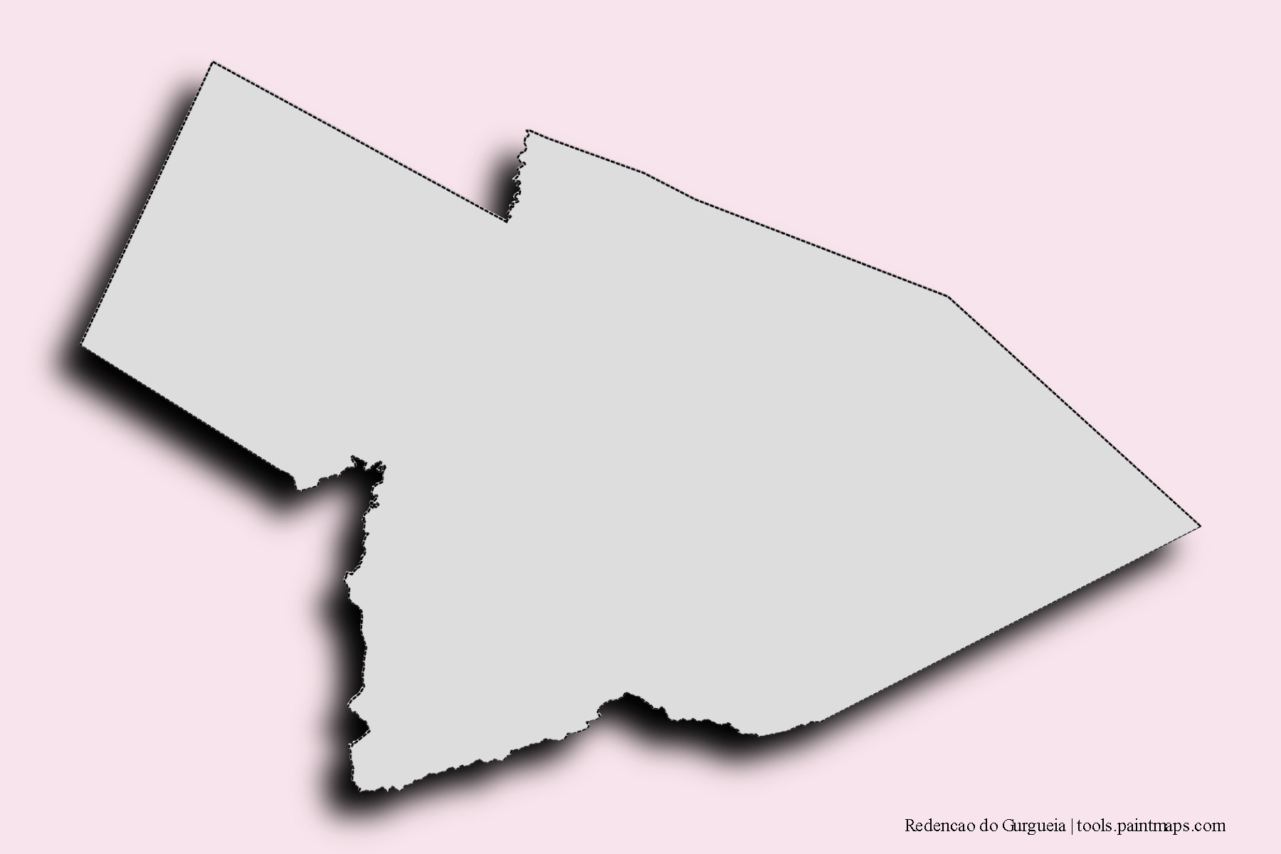 Mapa de barrios y pueblos de Redencao do Gurgueia con efecto de sombra 3D