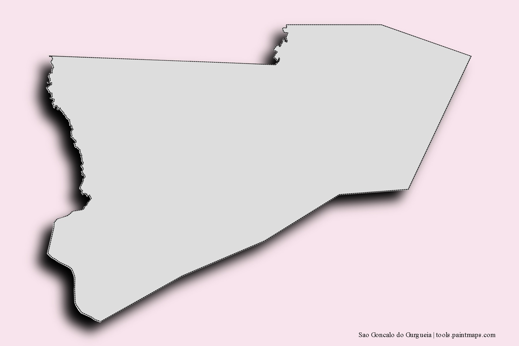 Mapa de barrios y pueblos de Sao Goncalo do Gurgueia con efecto de sombra 3D