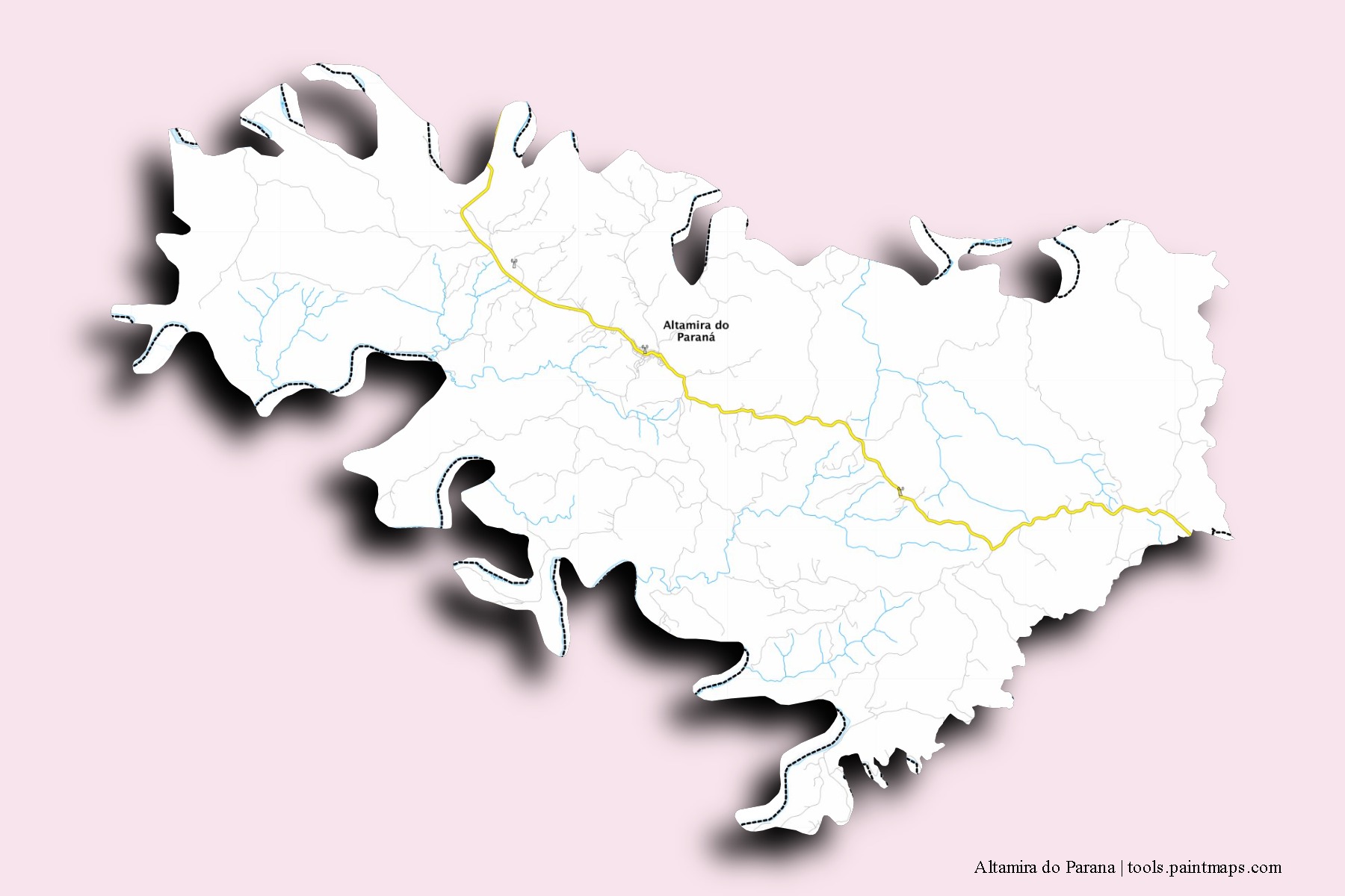 Altamira do Parana neighborhoods and villages map with 3D shadow effect