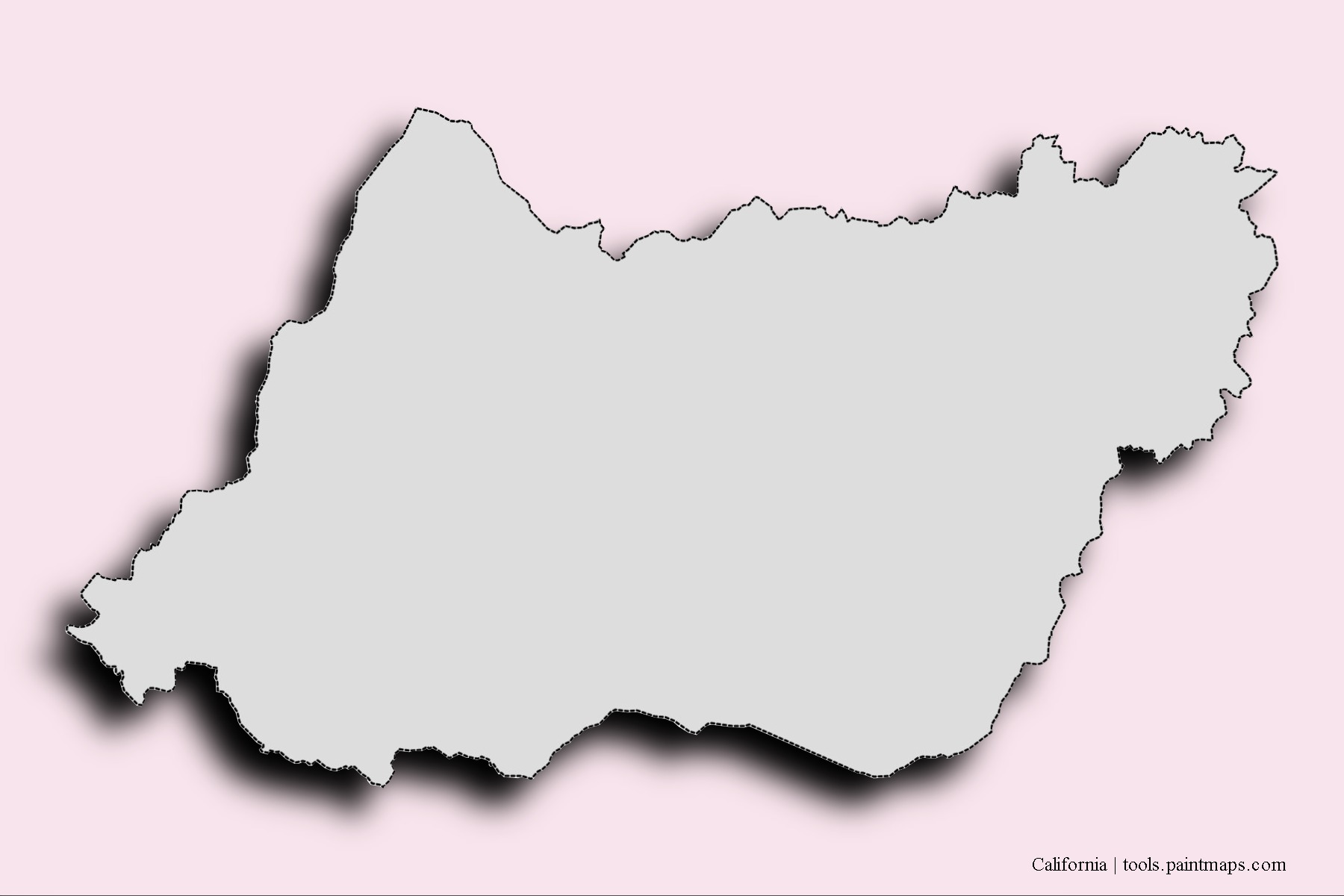 Mapa de barrios y pueblos de California con efecto de sombra 3D