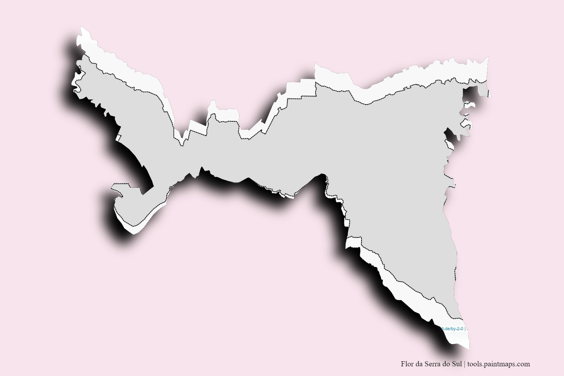 Mapa de barrios y pueblos de Flor da Serra do Sul con efecto de sombra 3D