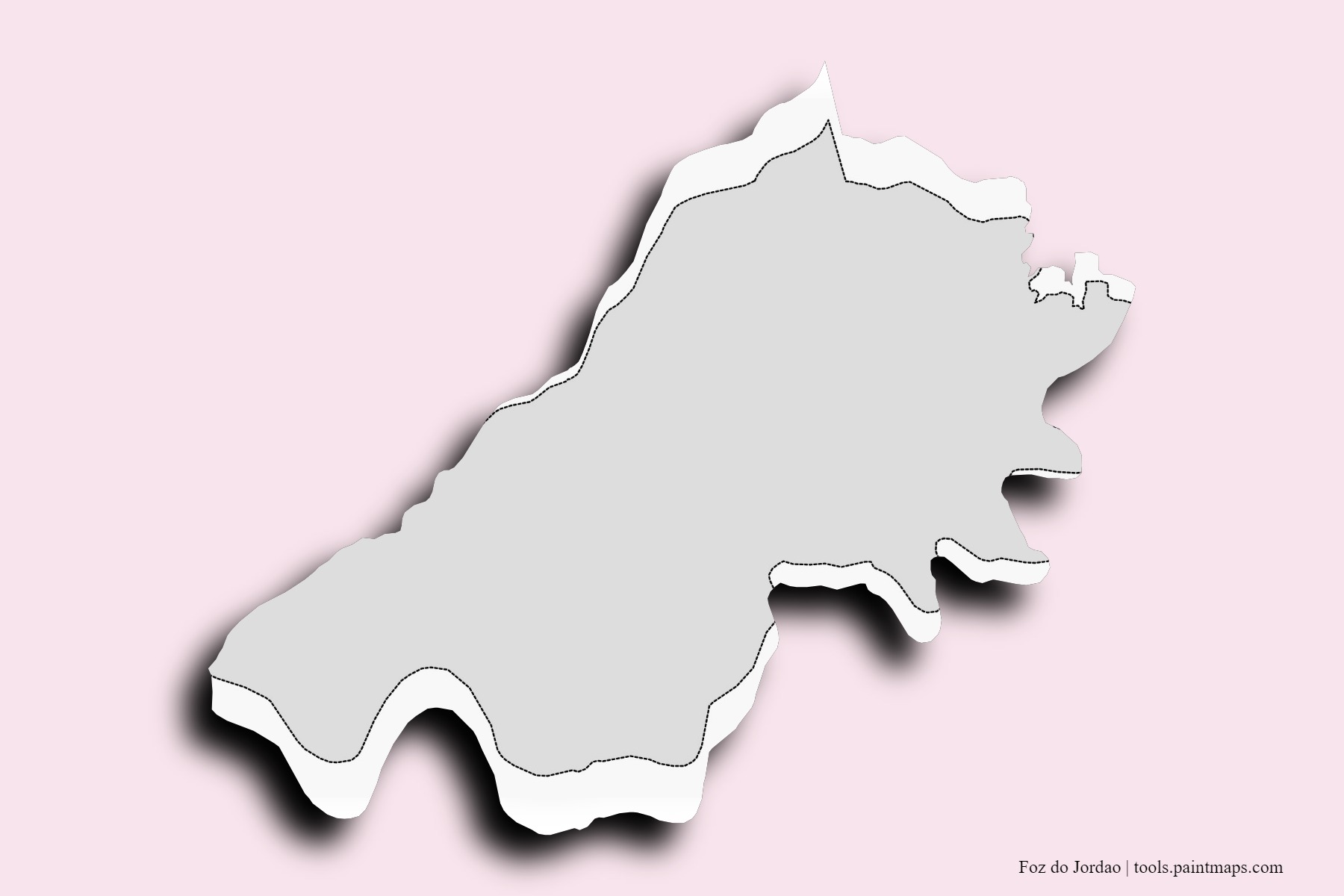 Mapa de barrios y pueblos de Foz do Jordao con efecto de sombra 3D