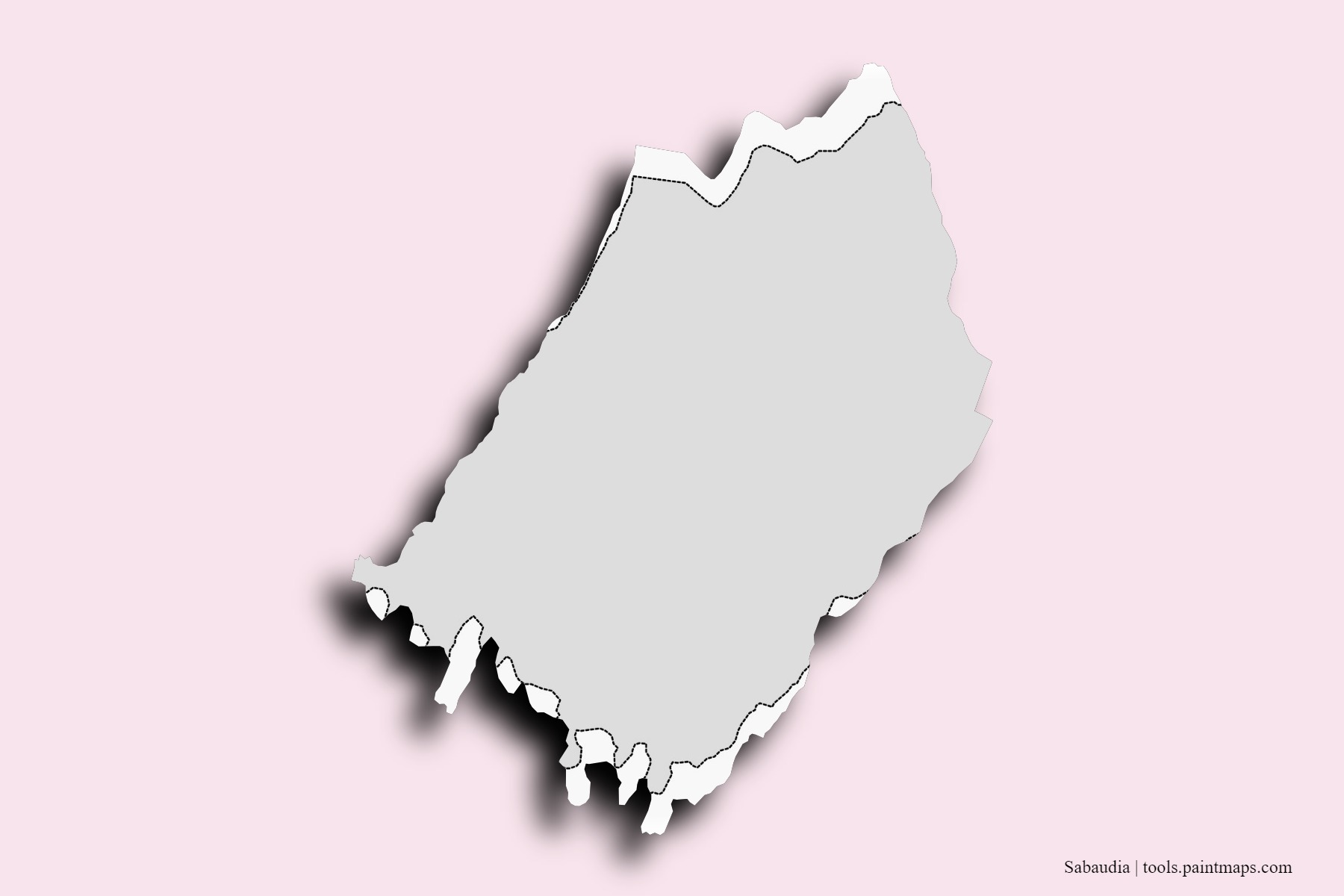 Mapa de barrios y pueblos de Sabaudia con efecto de sombra 3D