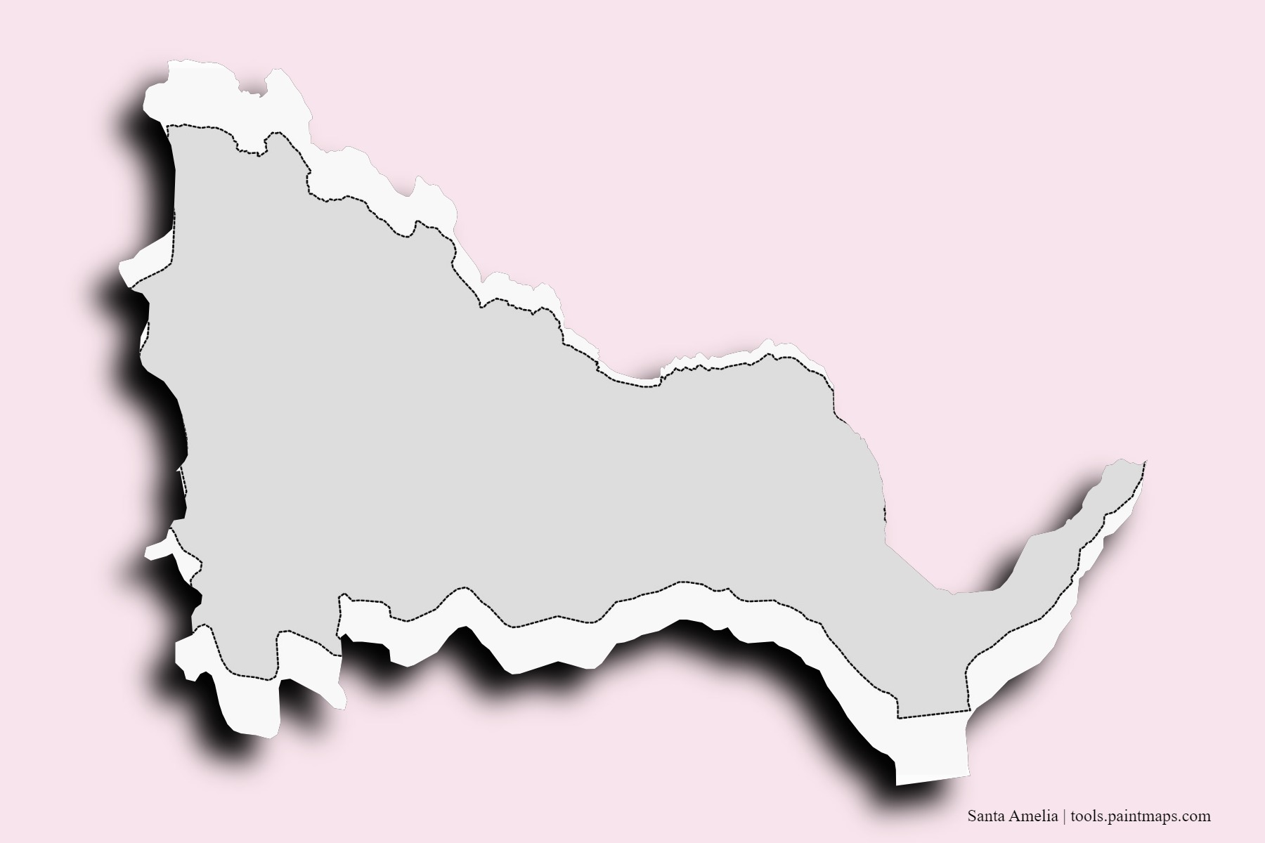 Santa Amelia neighborhoods and villages map with 3D shadow effect